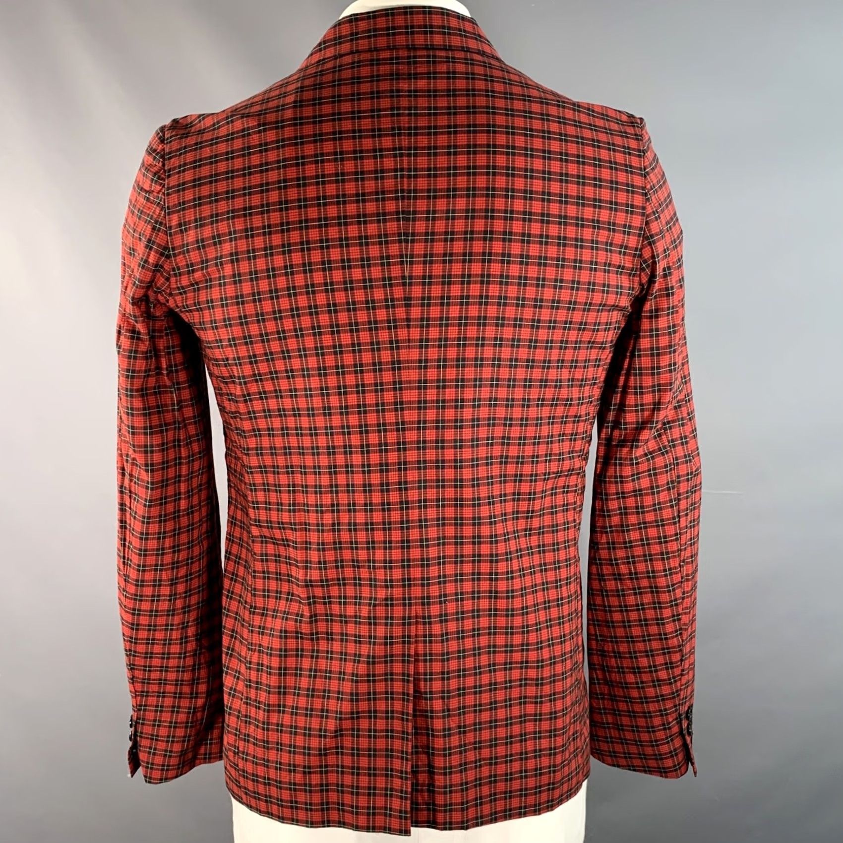 Comme des Garcons Girl COMME des GARCONS BLACK Sport Coat Chest Size L Red Plaid Cotton Notch Lapel Mens Size US L / EU 52-54 / 3 - 3 Thumbnail