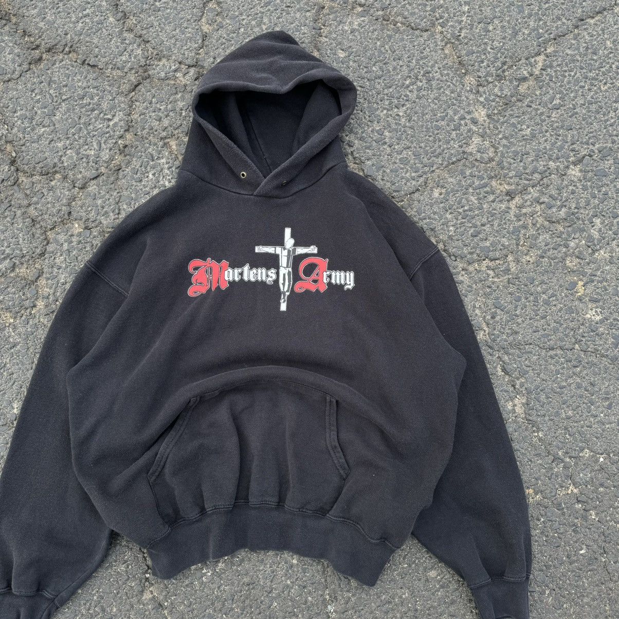 Band Tees × Vintage Vintage Washed Punk Hoodie Martens Army Skinheads Metal Size US L / EU 52-54 / 3 - 5 Thumbnail