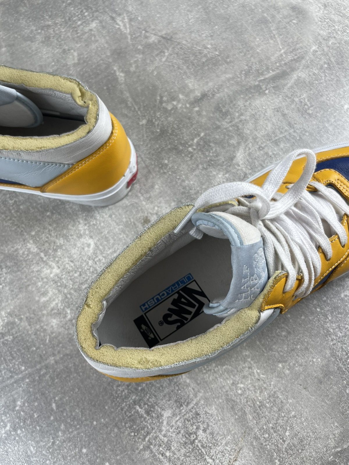 Vans Vans Half Cub Vault Leather Sneaker Shoes Blue/Yellow Size US 10 / EU 43 - 9 Thumbnail