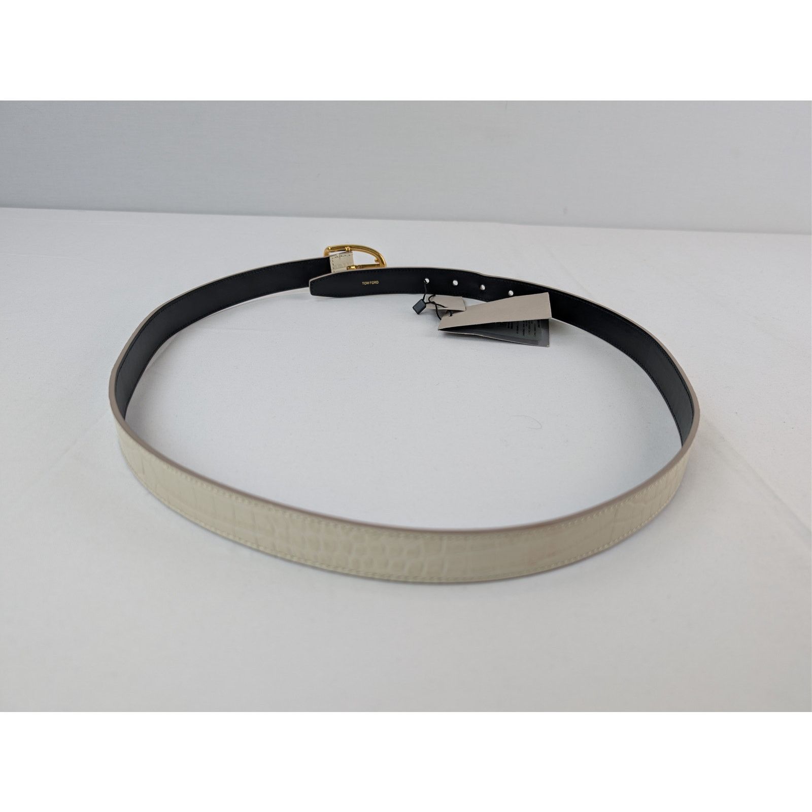 Tom Ford o1rshd1 Size: 90 / Croc Effect Leather Belt in Ivory Size 36 - 10 Thumbnail