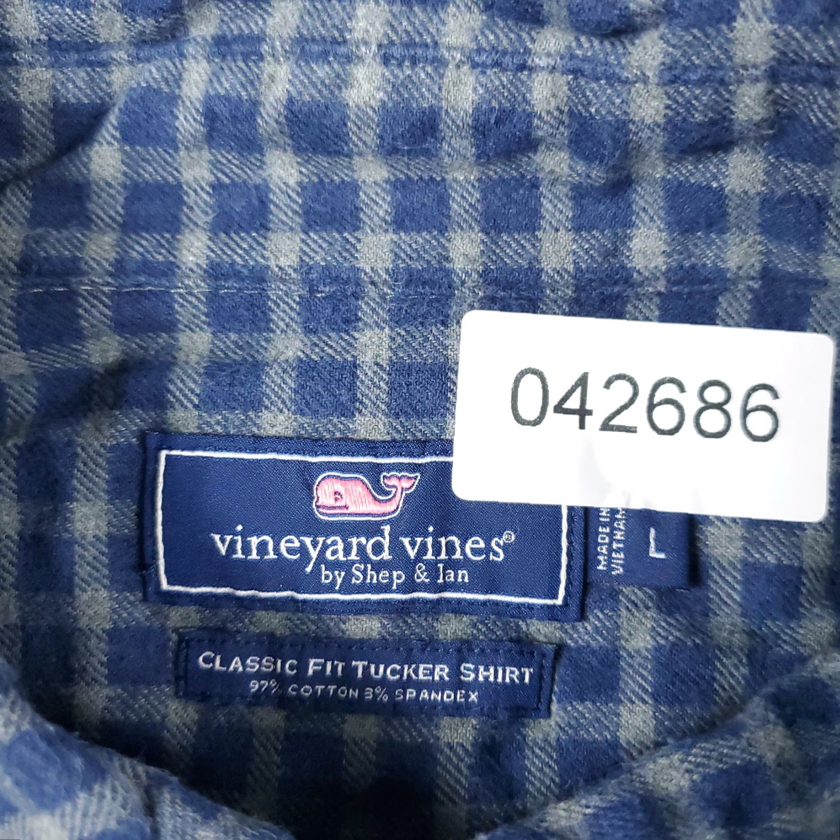 Vineyard Vines Vineyard Vines Shirt Mens Large Blue Gray Flannel Whale Button Up Long Sleeve Size US L / EU 52-54 / 3 - 7 Thumbnail