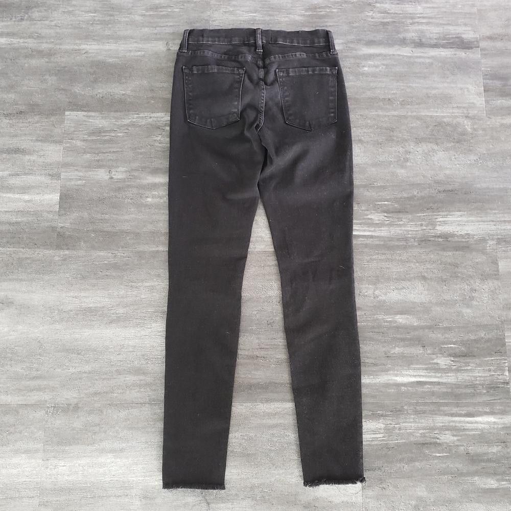 Designer Black Slit Detailed Frame Denim Skinny Jean Size 27" / US 4 / IT 40 - 2 Thumbnail