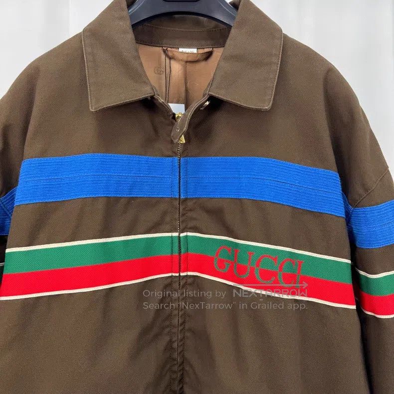 Gucci Gucci Brown letter webbing zipper jacket Size US M / EU 48-50 / 2 - 3 Thumbnail
