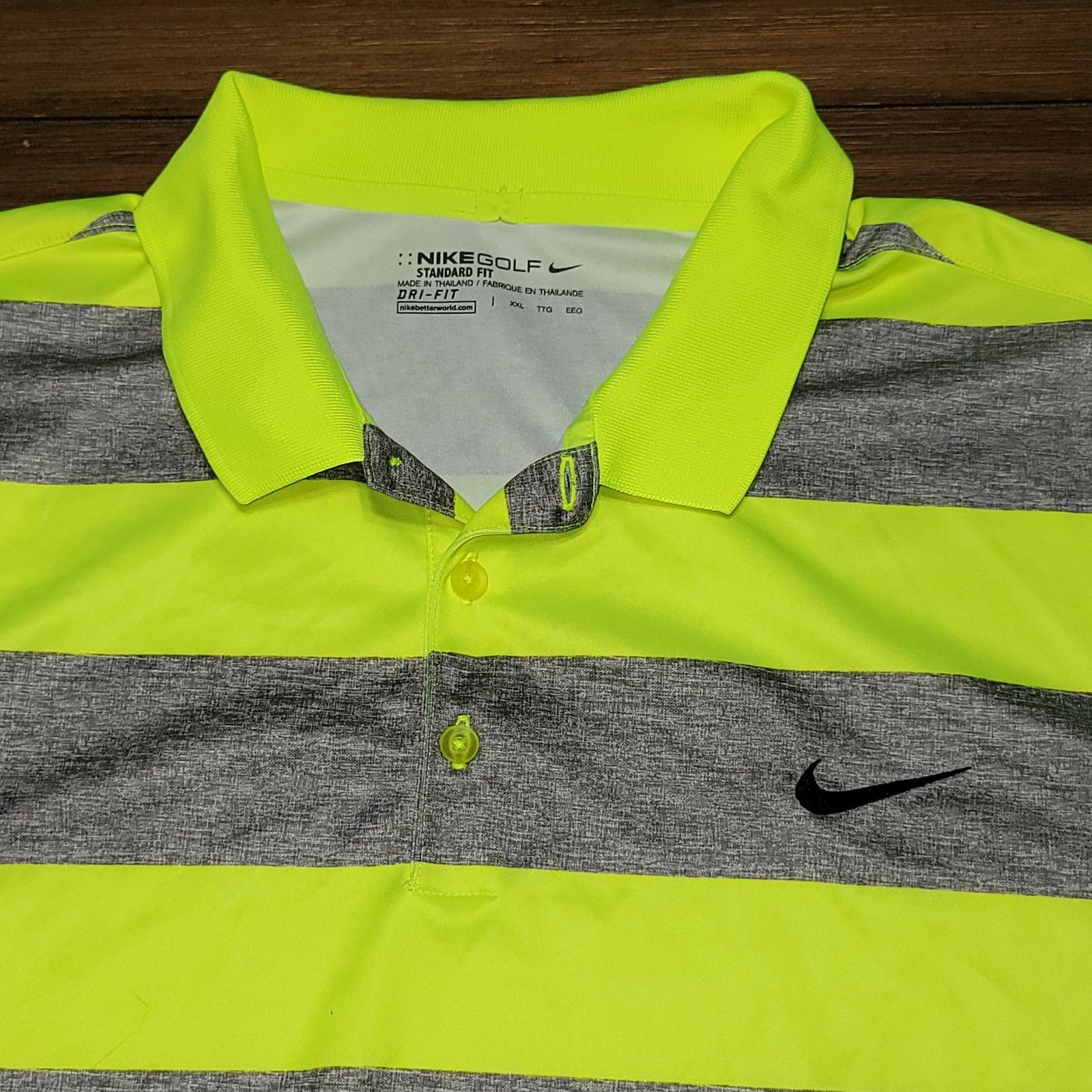 Nike Nike Standard Fit Neon Yellow & Grey Golf Polo - Size XXL Size US XXL / EU 58 / 5 - 2 Thumbnail