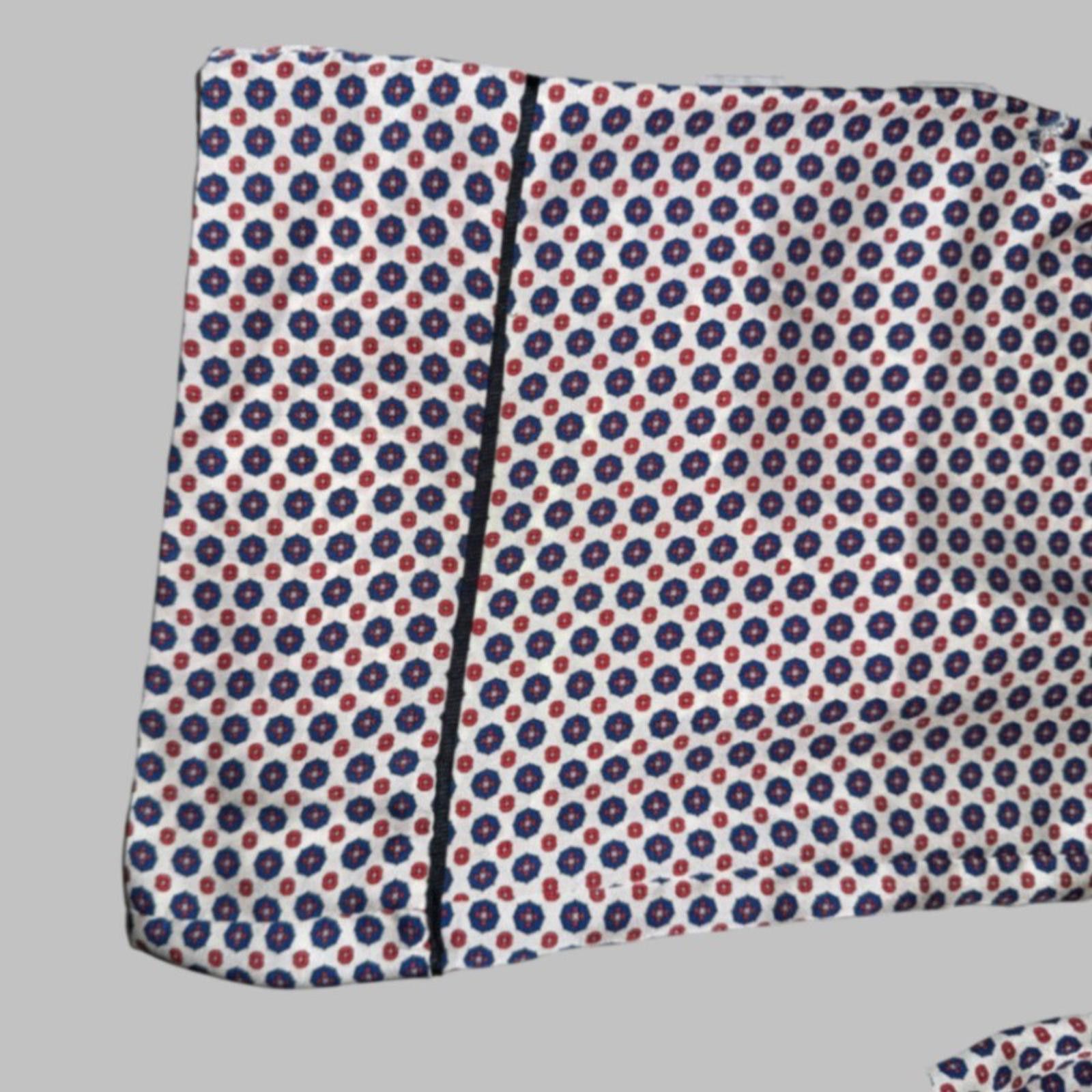 Zara Zara Basic Women Navy Red Geometric Tile Print Wide Leg S Size 26" / US 2 / IT 38 - 5 Thumbnail