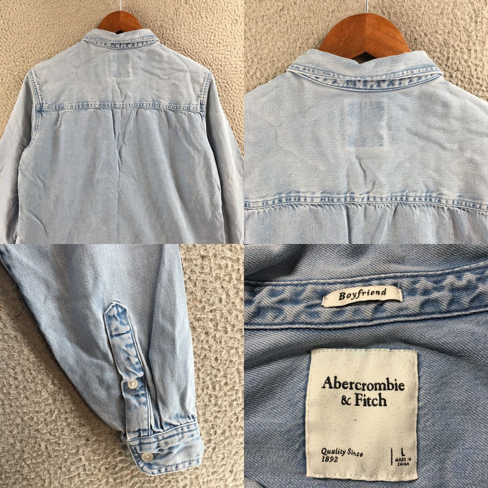 Abercrombie & Fitch Abercrombie & Fitch Shirt Womens L Blue Denim Long Sleeve Button Up Size L / US 10 / IT 46 - 8 Thumbnail