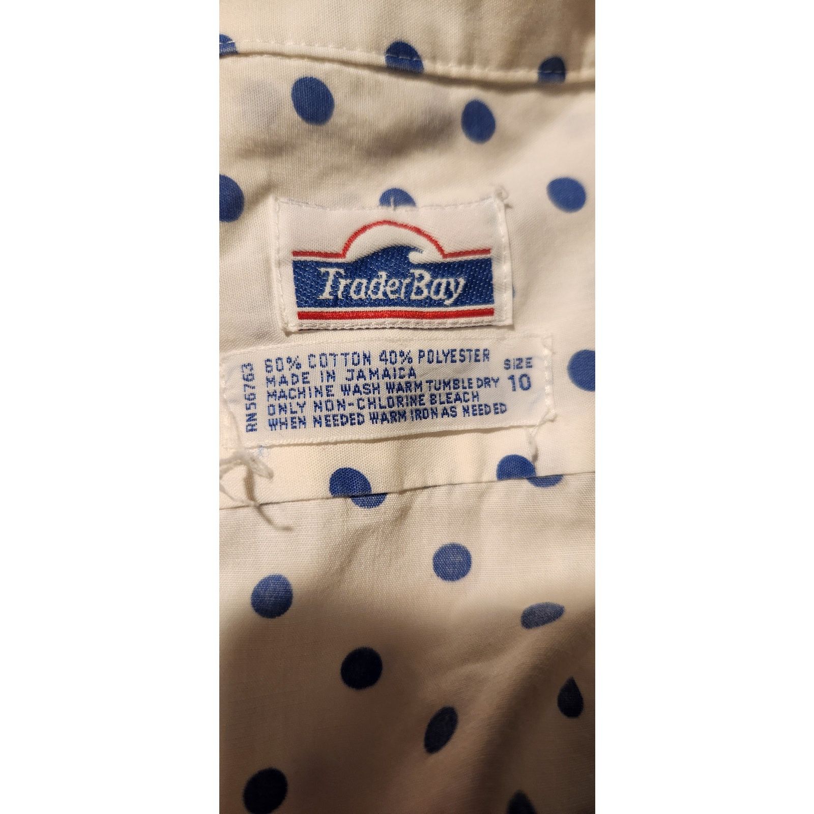 Trader Bay Vintage Trader Bay Womens 10 White Polka Dot Button shirt Size L / US 10 / IT 46 - 2 Thumbnail