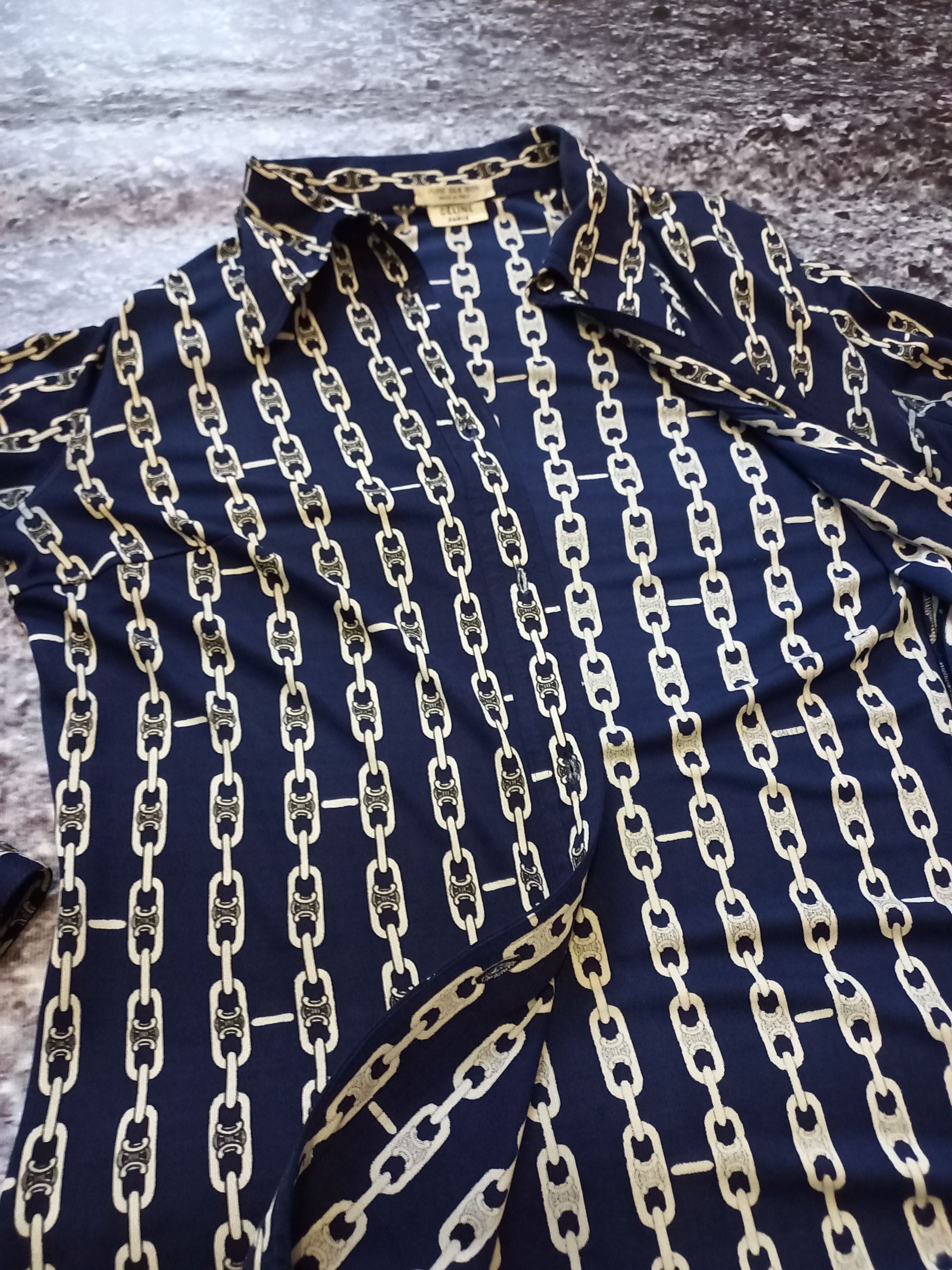 Celine × Vintage Shirt Celine Blue Womens, Pure Shilk 100 Size L / US 10 / IT 46 - 20 Thumbnail