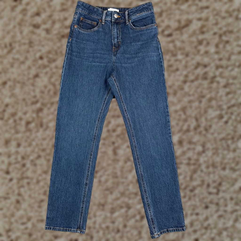 H&M H&M Jeans Womens 8 Blue Denim High Rise Straight 26x26 Logo 90s Size 30" / US 8 / IT 44 - 1 Thumbnail