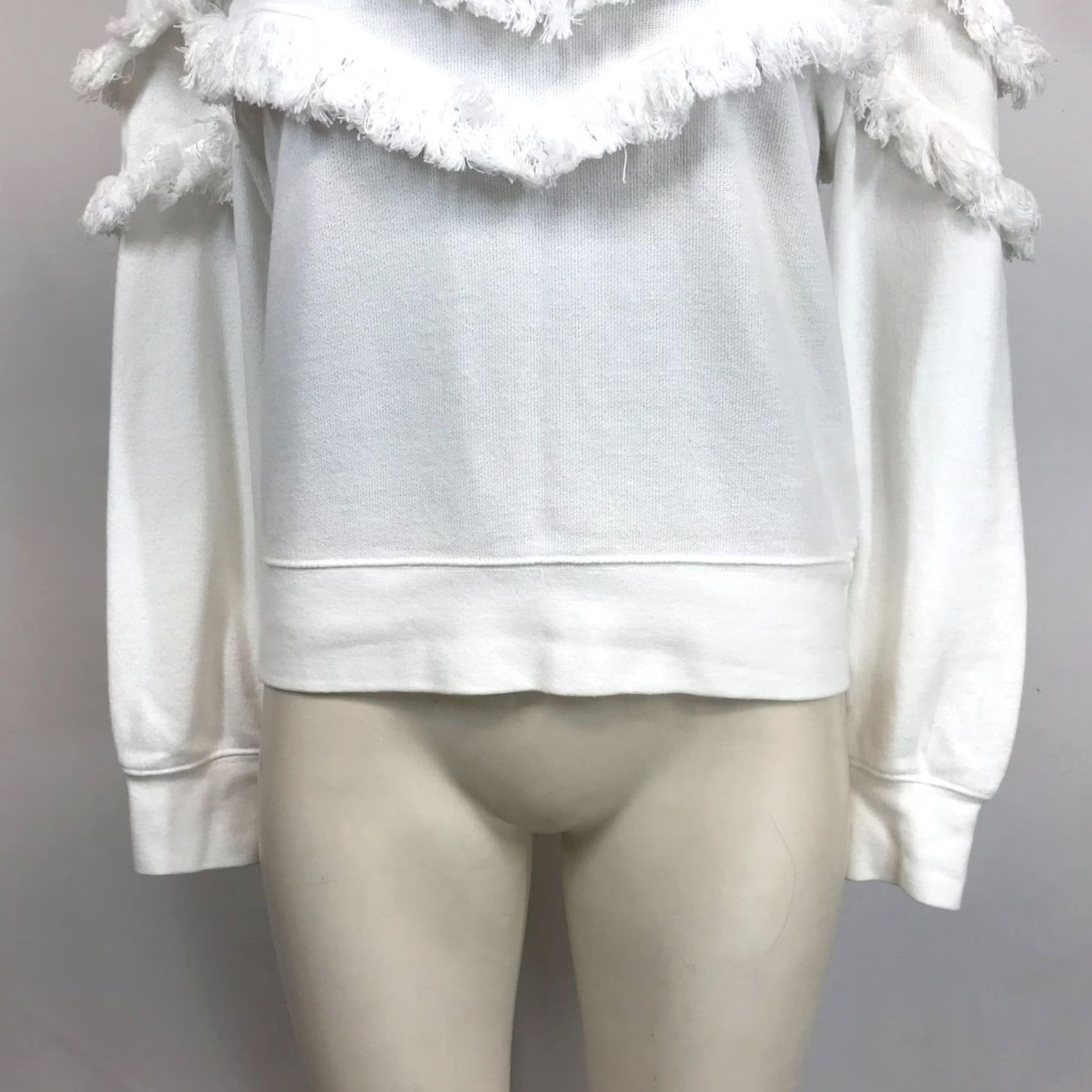 Rails Rails Womens Sweatshirt Small White Long Sleeve Crew Neck Fringe Pull-Over Size S / US 4 / IT 40 - 3 Thumbnail