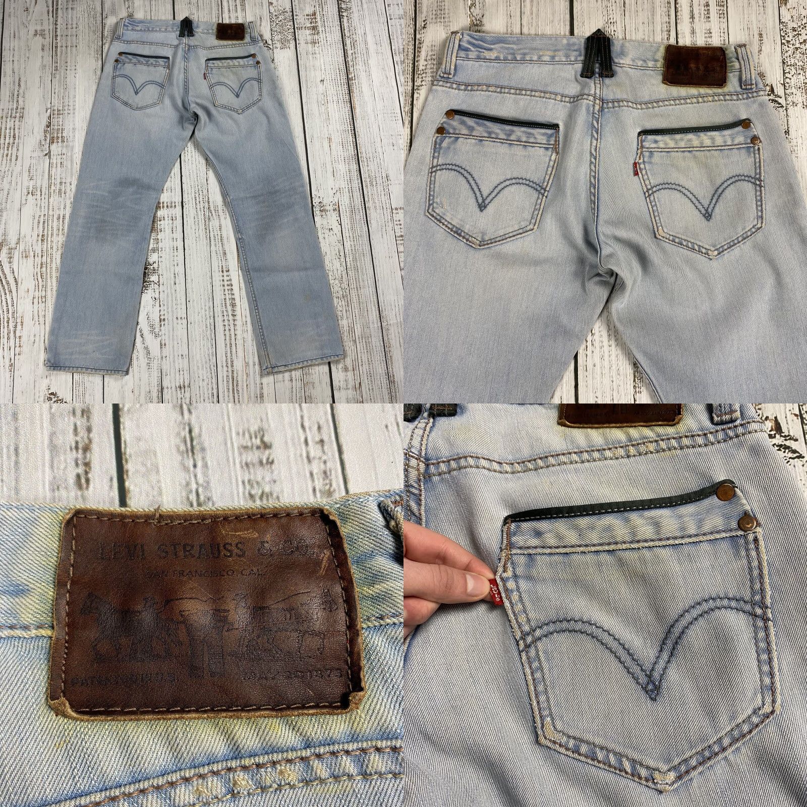 Levi's LEVIS SLIM STRAIGHT 514 ACCENTED POCKET DISTRESSED LIGHT WASH JEANS 33X31 Y2K Size US 33 - 8 Thumbnail