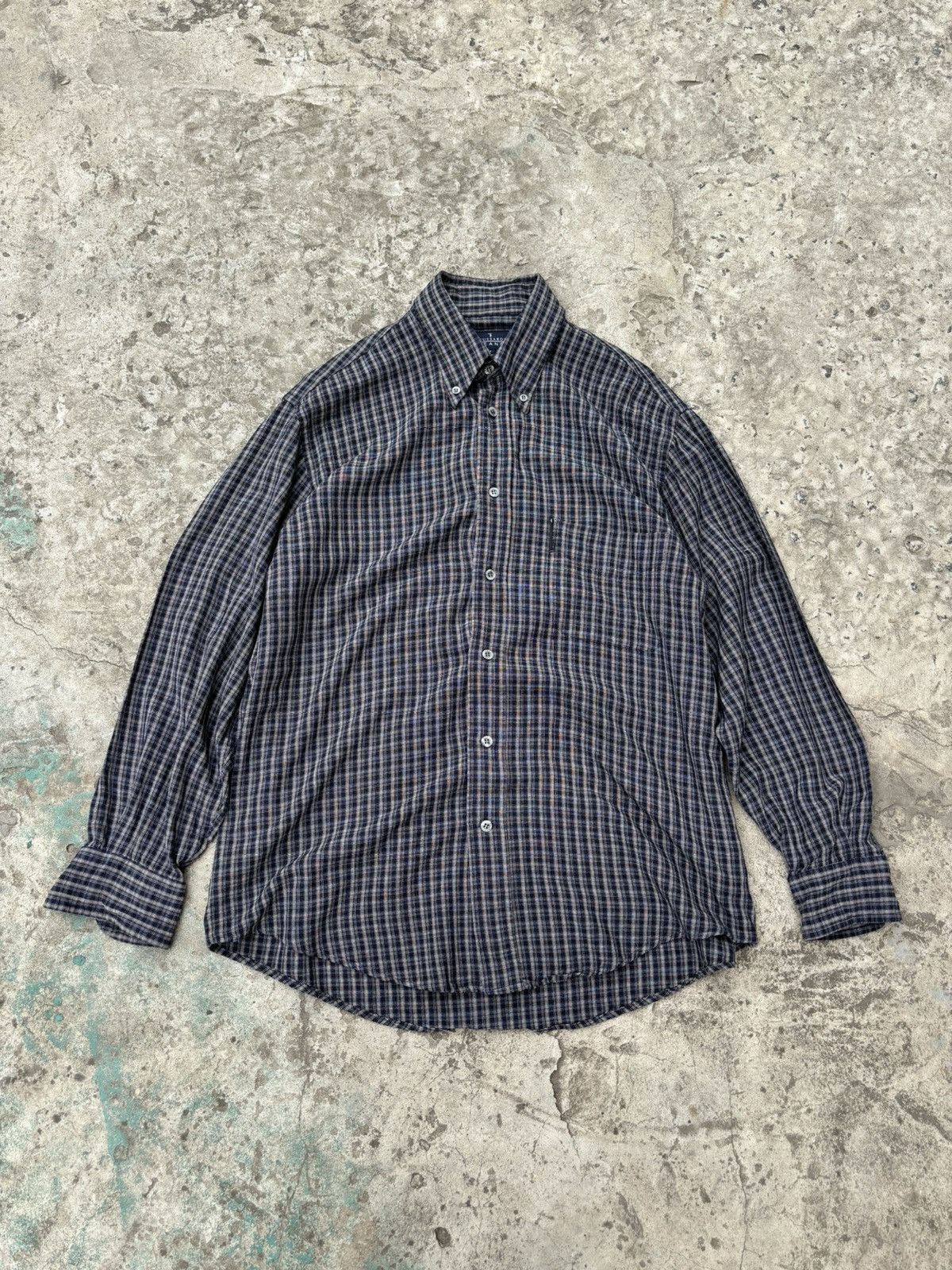 Japanese Brand × Trussardi Vintage Trussardi Checkered Viscose Dark Shirt Size US M / EU 48-50 / 2 - 1 Thumbnail