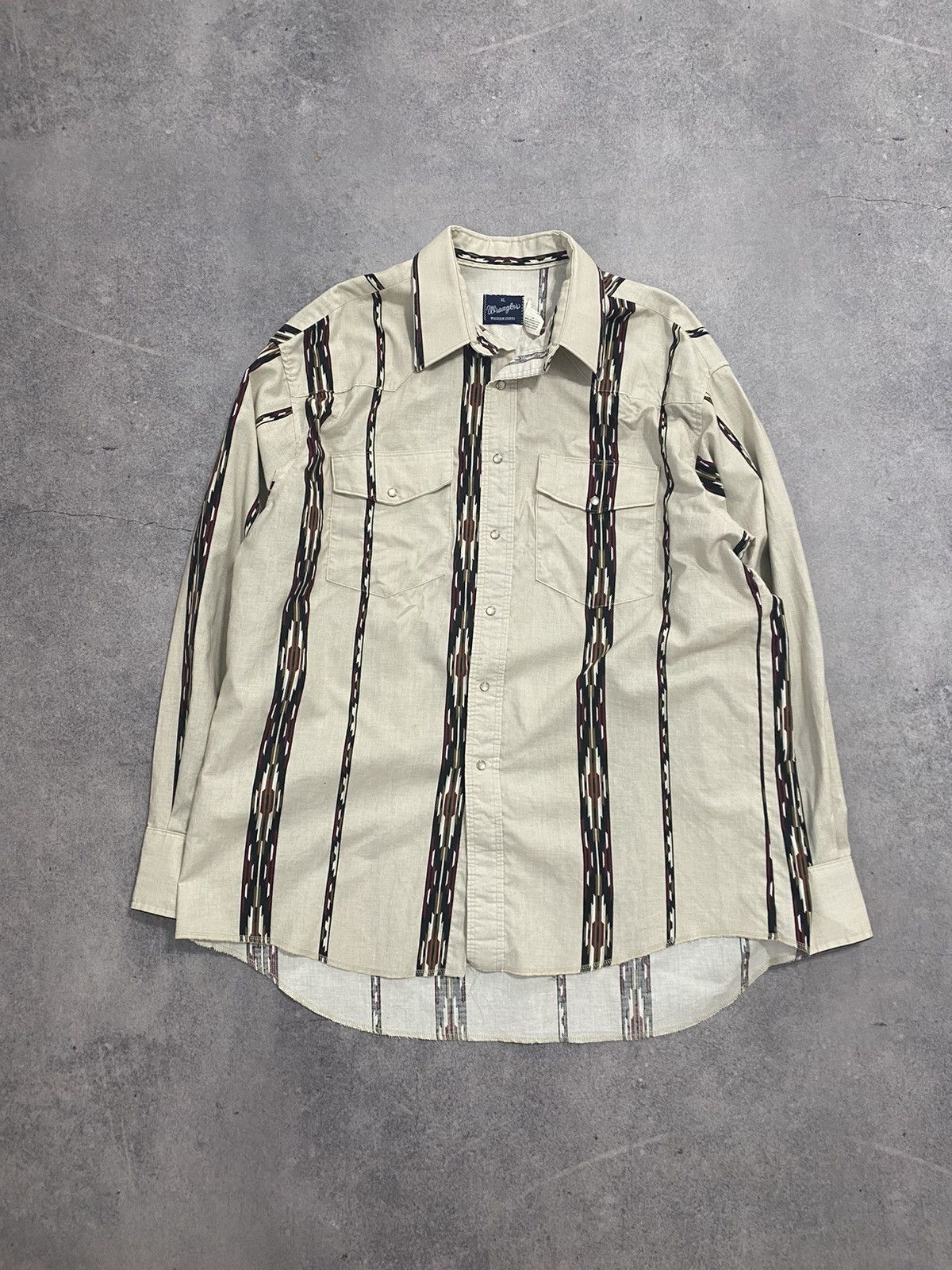 Vintage × Wrangler Vintage Wrangler Western Shirts Southwestern Aztec Striped Size US XL / EU 56 / 4 - 1 Thumbnail