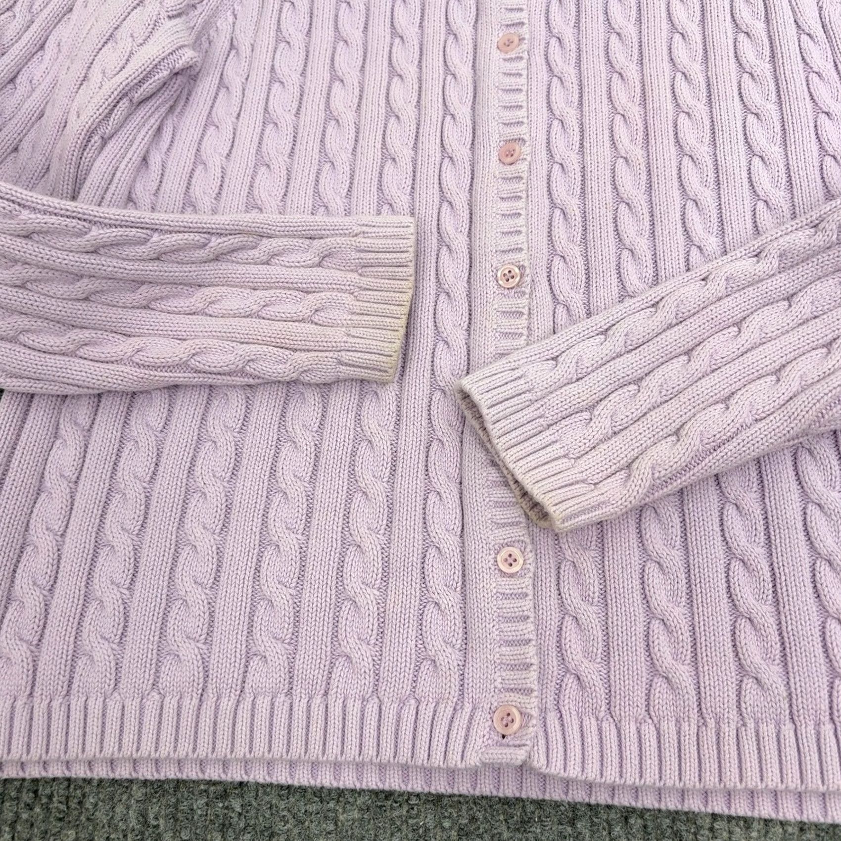 Vintage LL Bean Cardigan Women L Purple Cotton Cable Knit Button Up Classic Casual Size L / US 10 / IT 46 - 4 Thumbnail