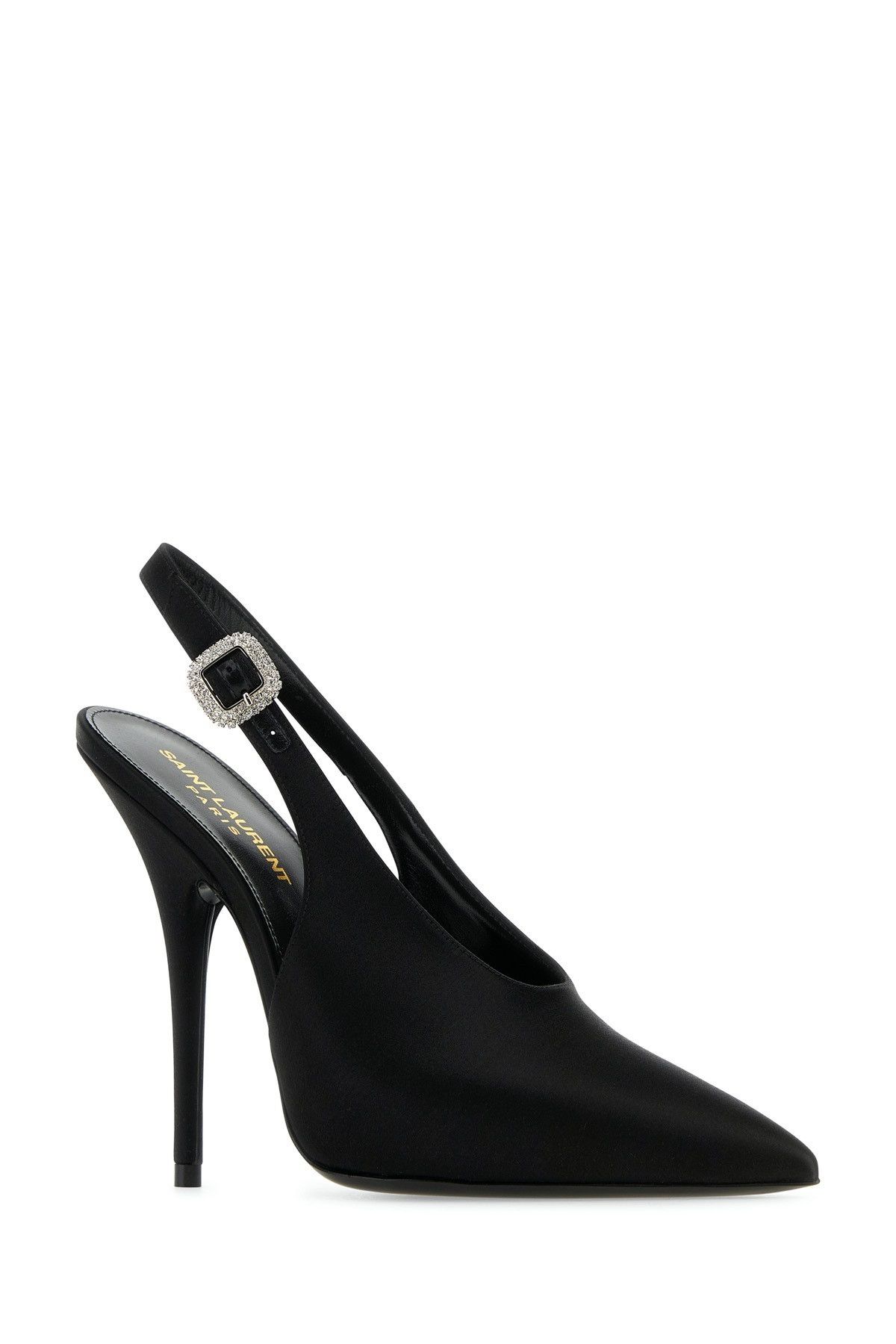 Saint Laurent Paris o1s1wg111124 Yasmeen Slingback Pumps in Silk Satin in Black Size US 11 / IT 41 - 4 Thumbnail