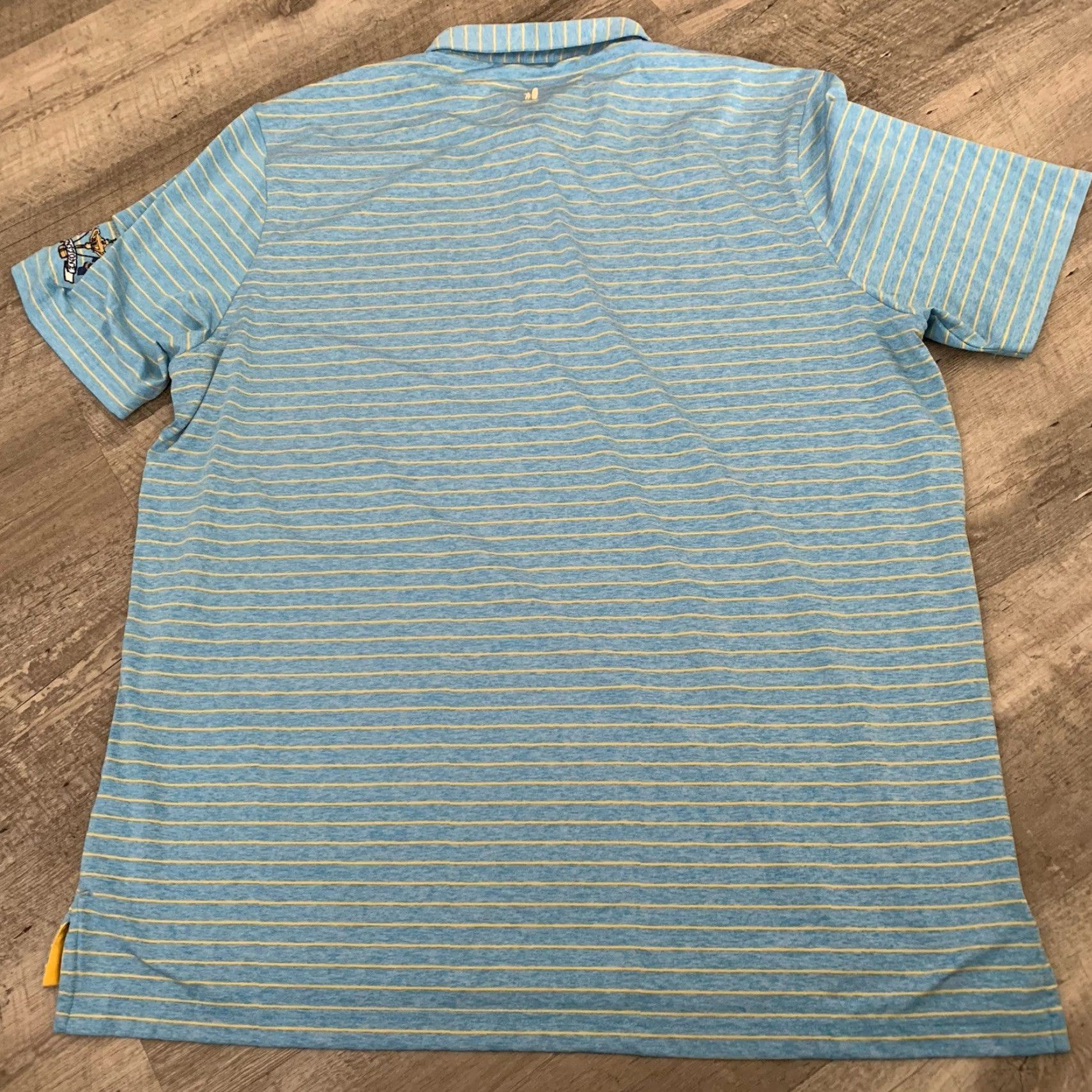 johnnie-O johnnie-O Polo Shirt Mens XL Striped Blue Yellow Golf Sun Protection Stretch Multicolor Short Sleeve Regular Size Size US XL / EU 56 / 4 - 5 Thumbnail