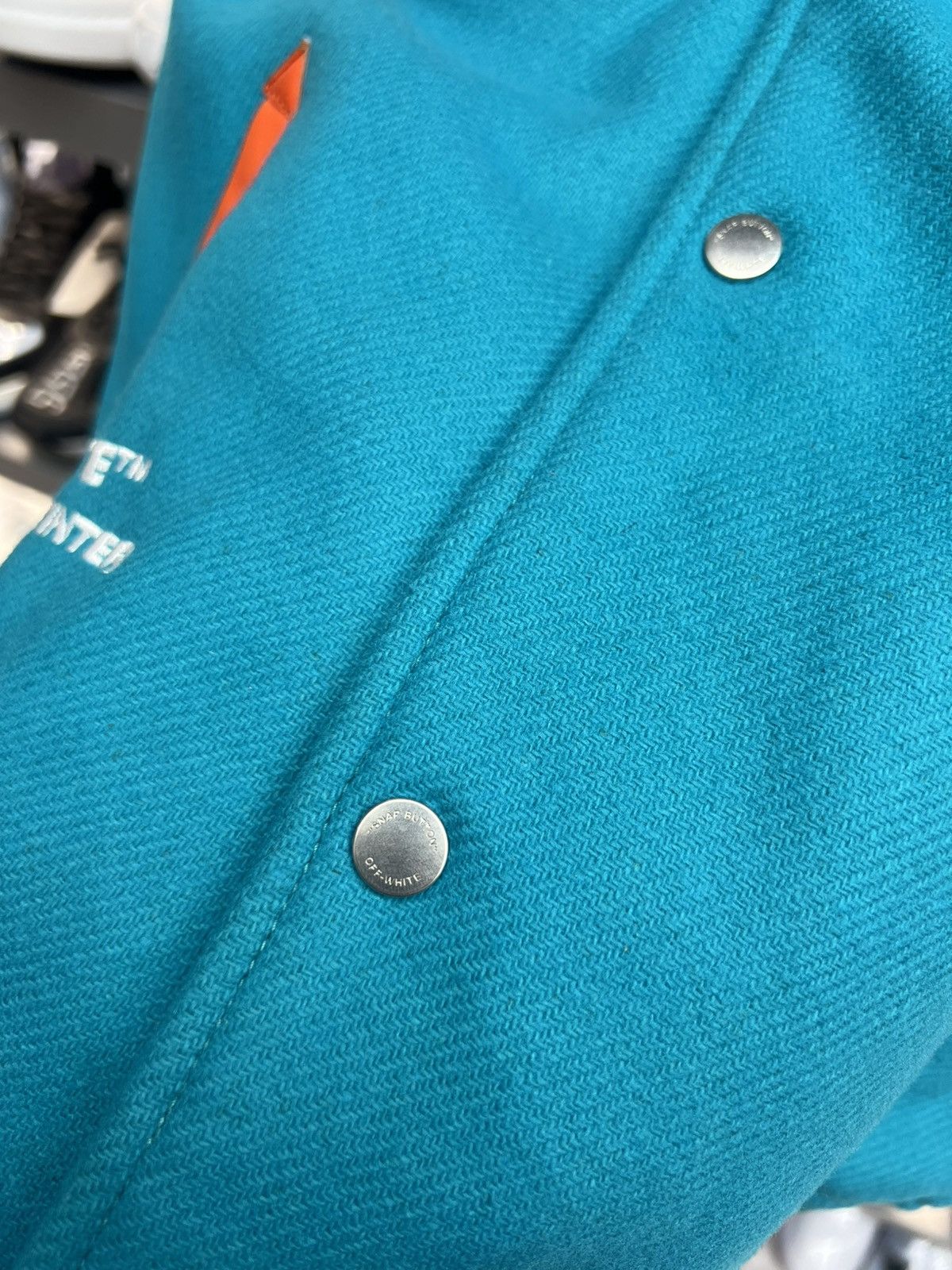 Off-White Off-White Leather Varsity Teal/Orange Jacket Size US M / EU 48-50 / 2 - 3 Thumbnail