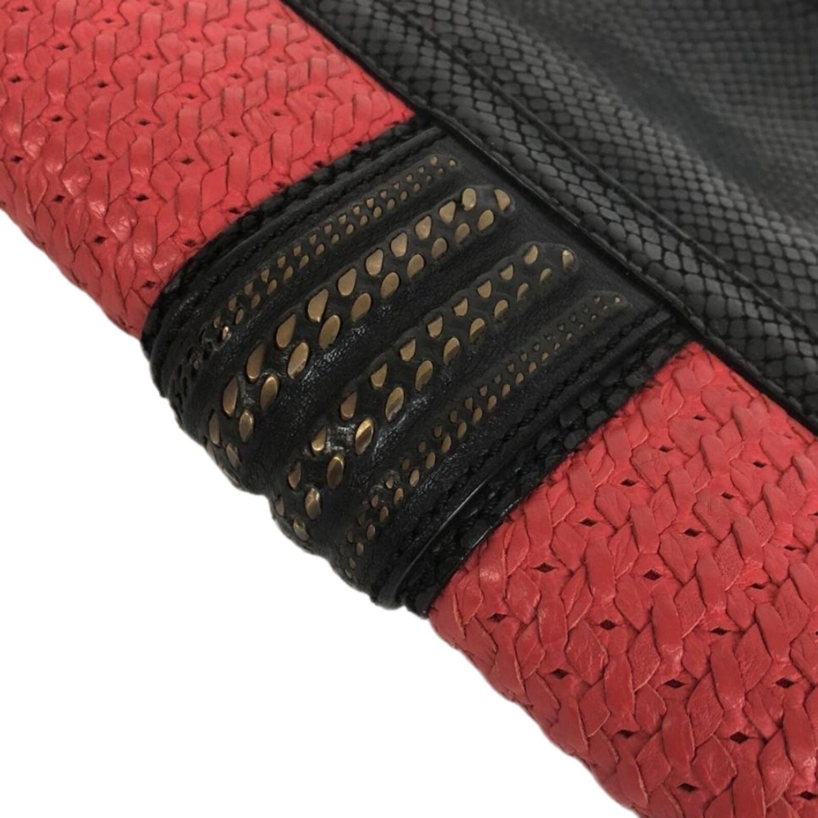 MCM MCM Red & Black Embossed Snake Leather & Chain Shoulder Bag Size ONE SIZE - 10 Thumbnail