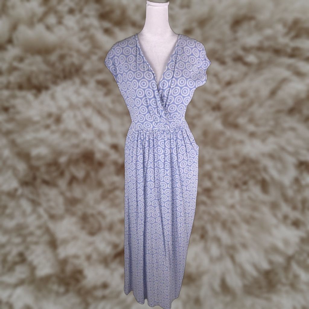 gap blue wrap dress White Maxi Crochet knit Dress Santa Monica – OutDazl main image 1