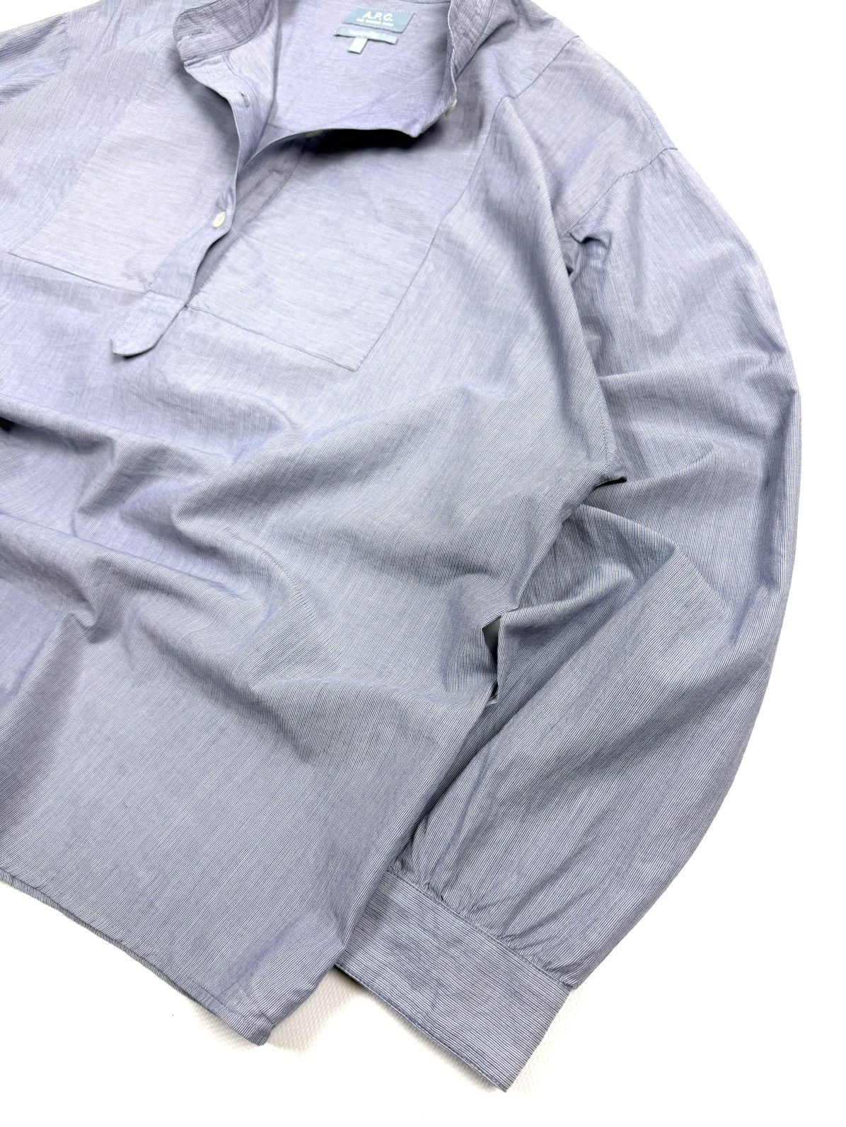 A.P.C. A.P.C. Light Blue Striped Cotton Button Up Shirt Blouse Size M / US 6-8 / IT 42-44 - 6 Thumbnail