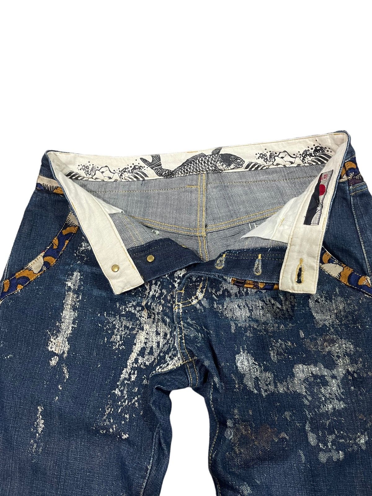 Japanese Brand × Vintage Vintage Gemstone Style Sukajan Koi Fish Denim Jeans Size US 32 / EU 48 - 11 Thumbnail
