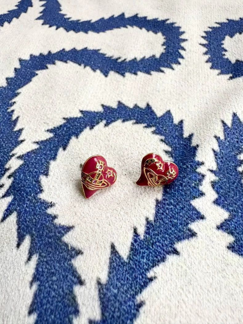 Vivienne Westwood Vivienne Westwood Red Enamel Heart Earrings - dmc Size ONE SIZE - 1 Thumbnail