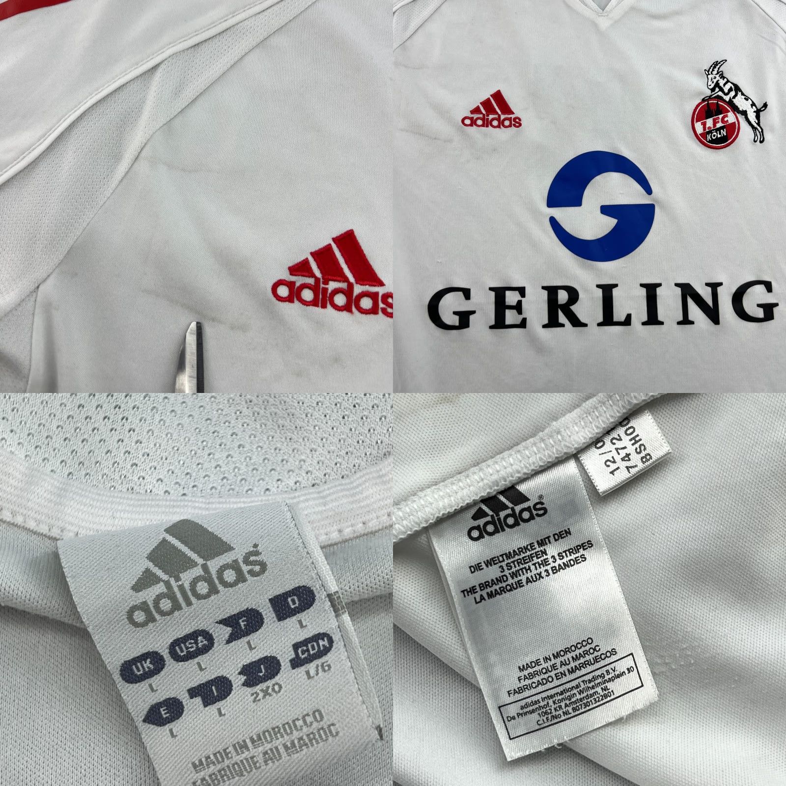 Adidas adidas FC Koln 2005 2006 Home Football Jersey Mens L White T-Shirt Athletic Short Sleeve Mois ture Wicking Quick Dry Jersey Vintage: No Size US L / EU 52-54 / 3 - 8 Thumbnail