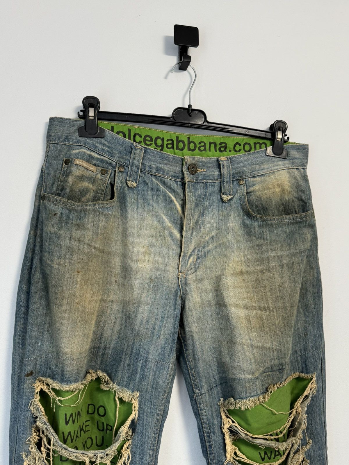 Dolce & Gabbana Vintage Dolce & Gabbana Distressed Faded Poem Denim Jeans Size US 33 - 2 Thumbnail
