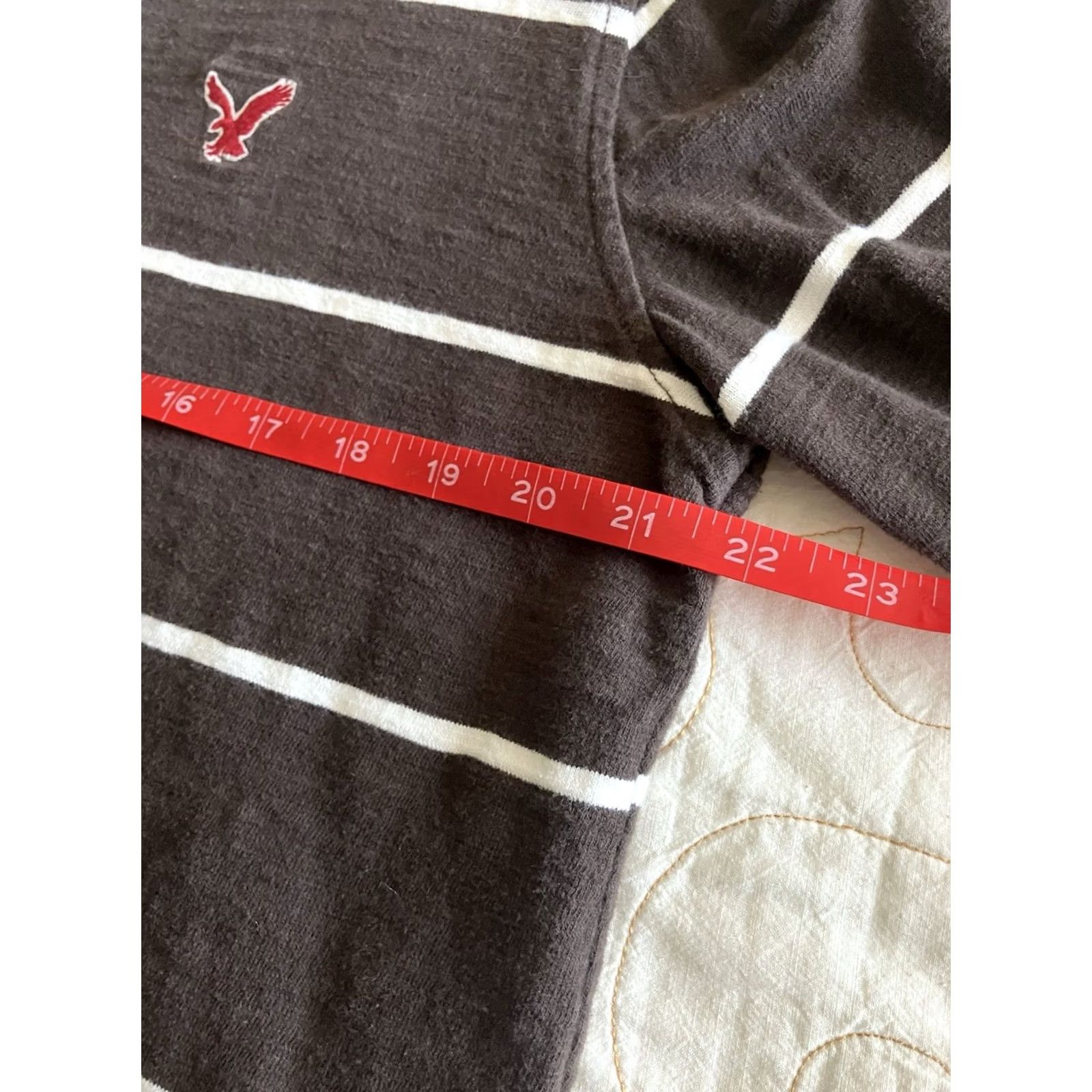 American Eagle Outfitters American Eagle Mens Polo Shirt Long Sleeve Brown Striped Eagle 1829 L Size US L / EU 52-54 / 3 - 5 Thumbnail