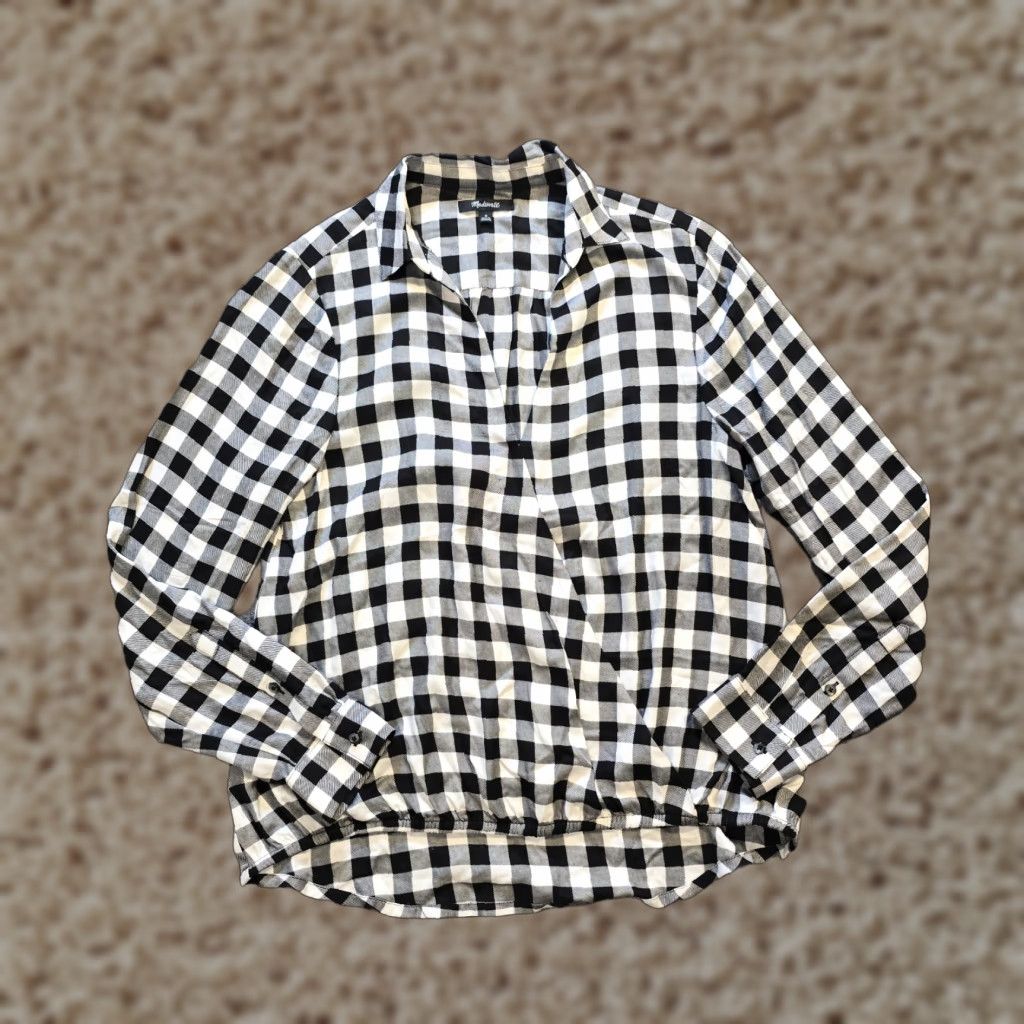 Madewell Madewell Shirt Womens Medium Black Plaid Faux Wrap Gingham Long Sleeve Casual Size M / US 6-8 / IT 42-44 - 1 Thumbnail