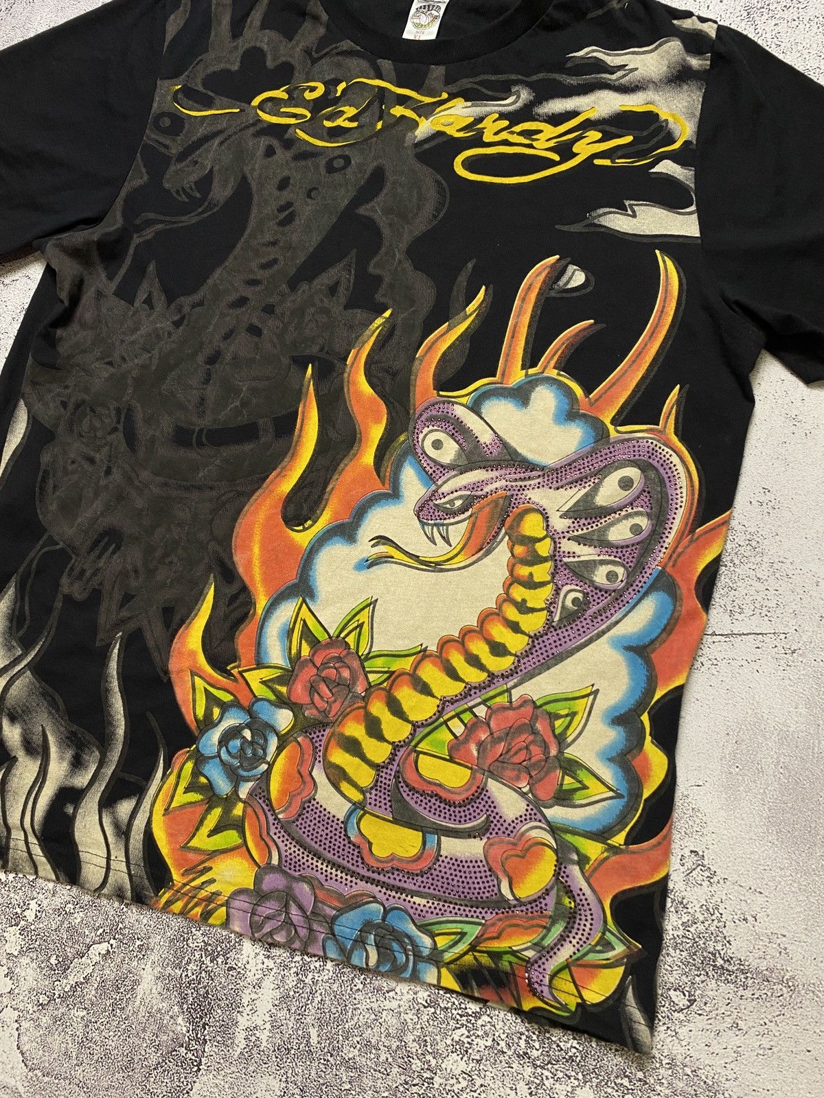 Christian Audigier Ed Hardy Christian Audigier Y2K Overprinted Snake T Shirt Size US XL / EU 56 / 4 - 3 Thumbnail