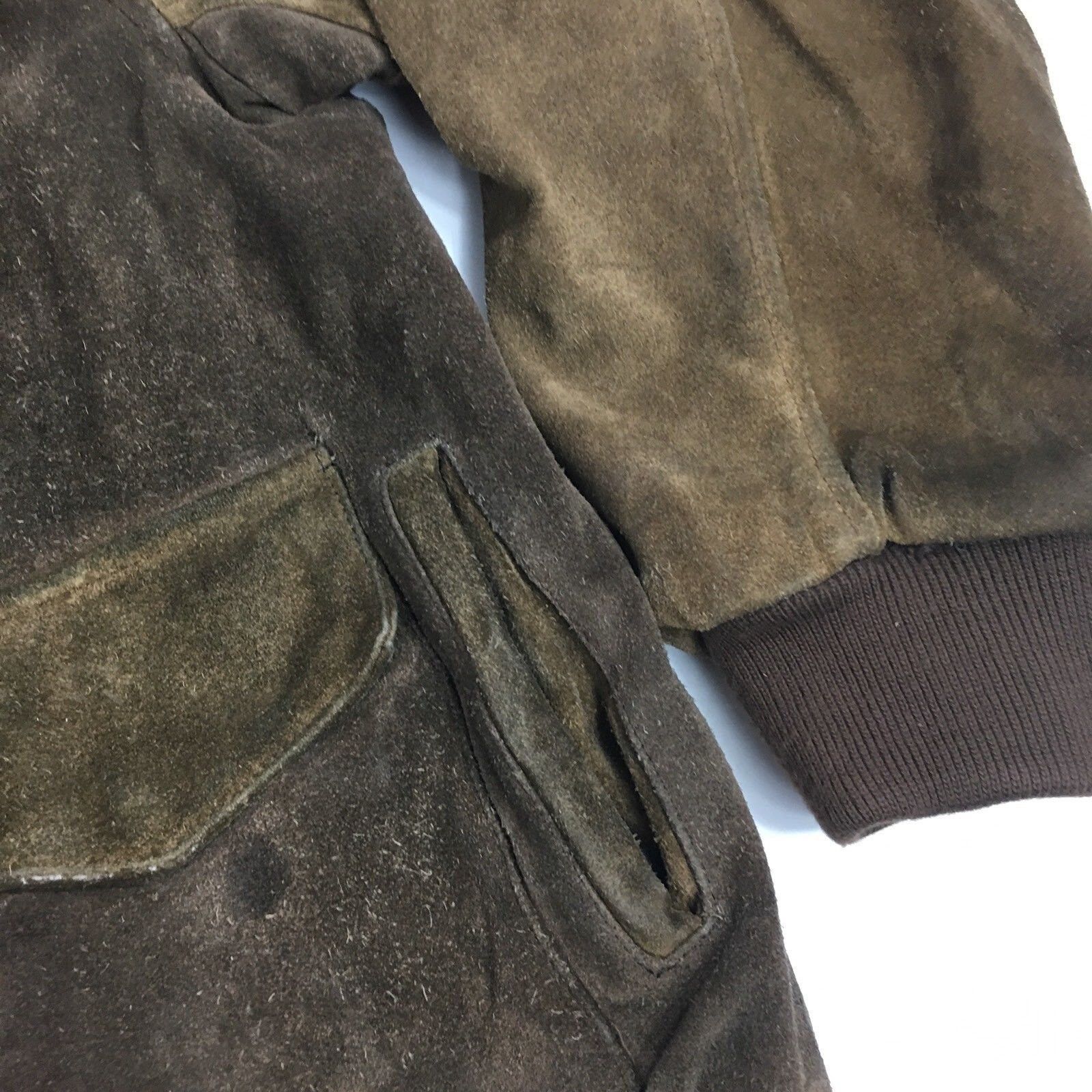Other Vtg UNIK DISTRESSED Brown HEAVY Suede Leather Jacket Size US L / EU 52-54 / 3 - 8 Thumbnail