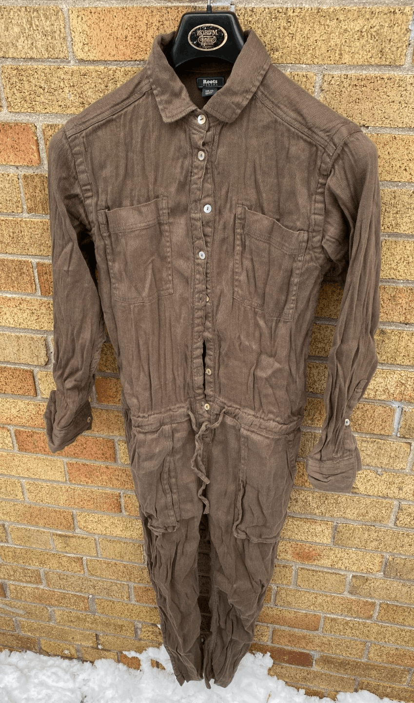 Roots Roots Coveralls Jumpsuit Dark Khaki Brown Multipocket Rompe Size 26" / US 2 / IT 38 - 1 Thumbnail
