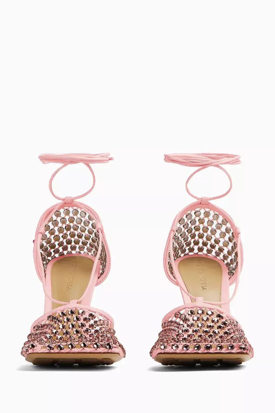 Bottega Veneta o1n1vont1224 Sparkle Stretch Lace- Up Sandals in Pink Size US 12 / IT 42 - 5 Thumbnail
