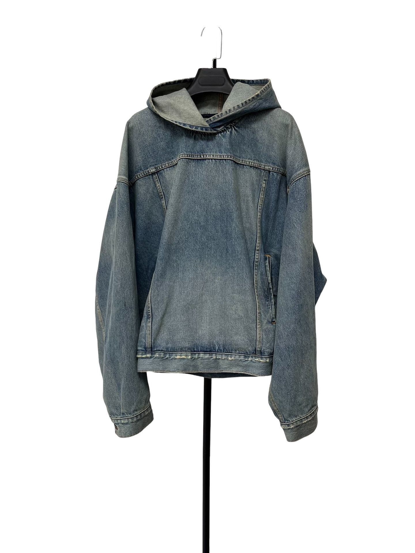 Balenciaga Balenciaga Washed Hooded Denim Pullover Jacket Size 2 Size US M / EU 48-50 / 2 - 1 Thumbnail