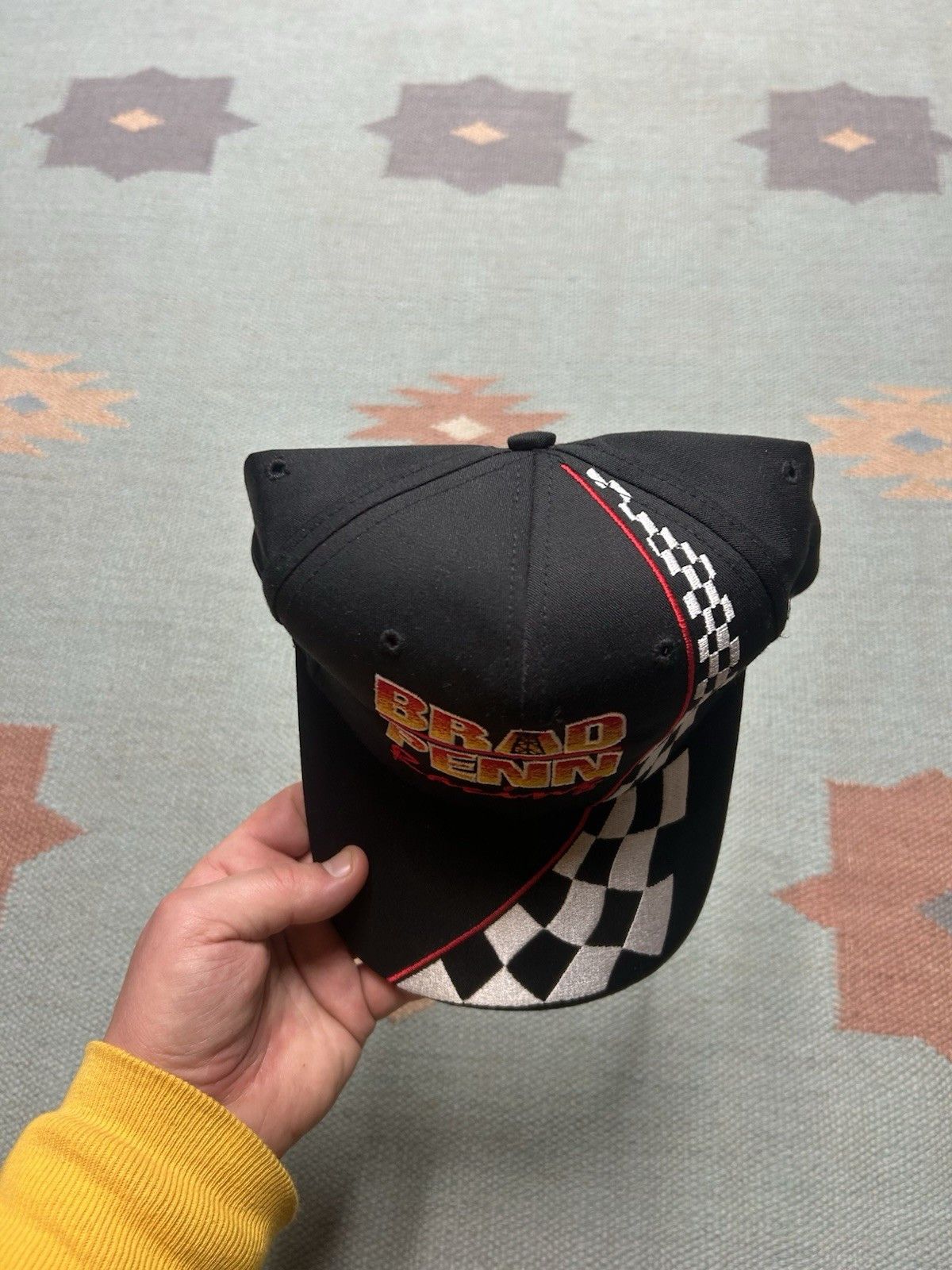 Vintage Vtg SnapBack hat Brad Penn racing oil checkered formula 1 Size ONE SIZE - 3 Thumbnail