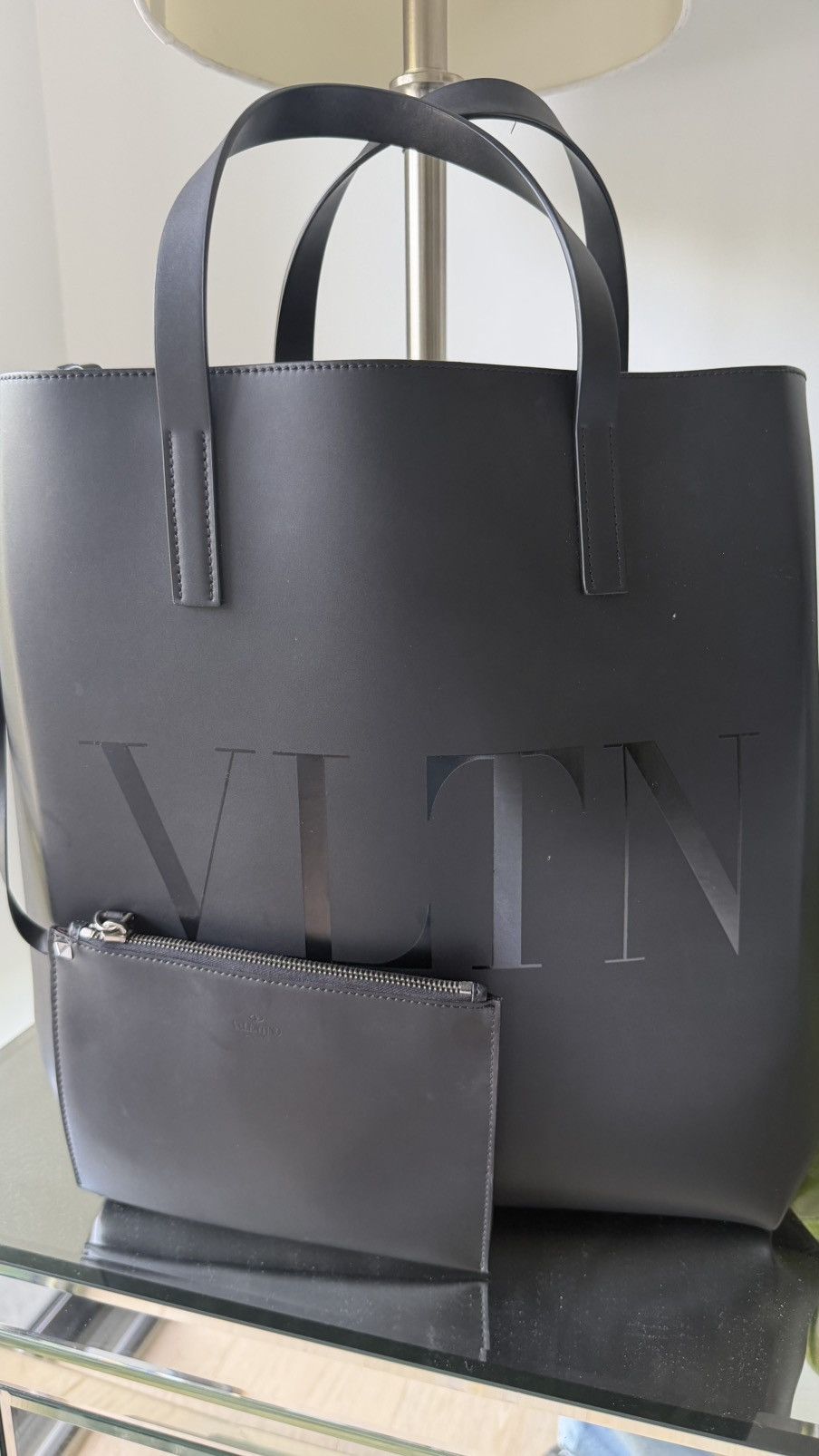 Valentino Valentino Garavani VLTN Black Leather Tote Bag w/ Pouch Size ONE SIZE - 2 Thumbnail
