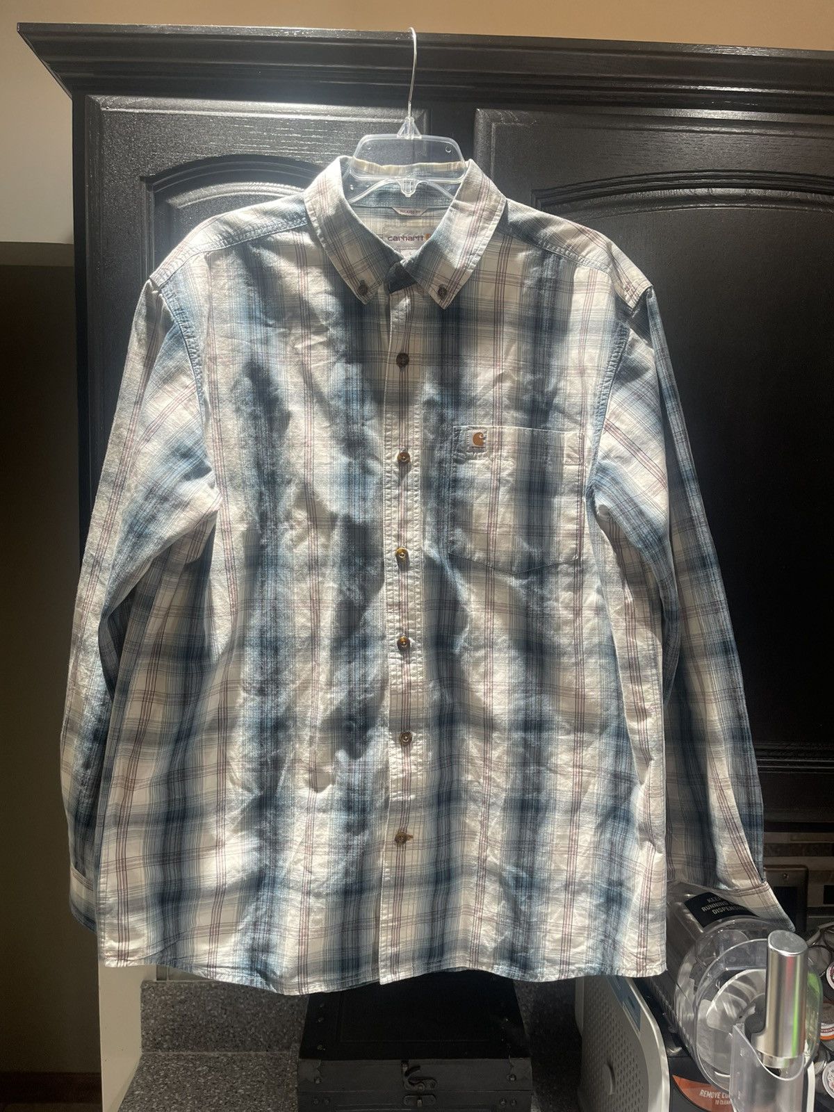 Carhartt Carhartt Men's Relaxed Fit Stream Blue Plaid Casual Button Size US L / EU 52-54 / 3 - 1 Thumbnail