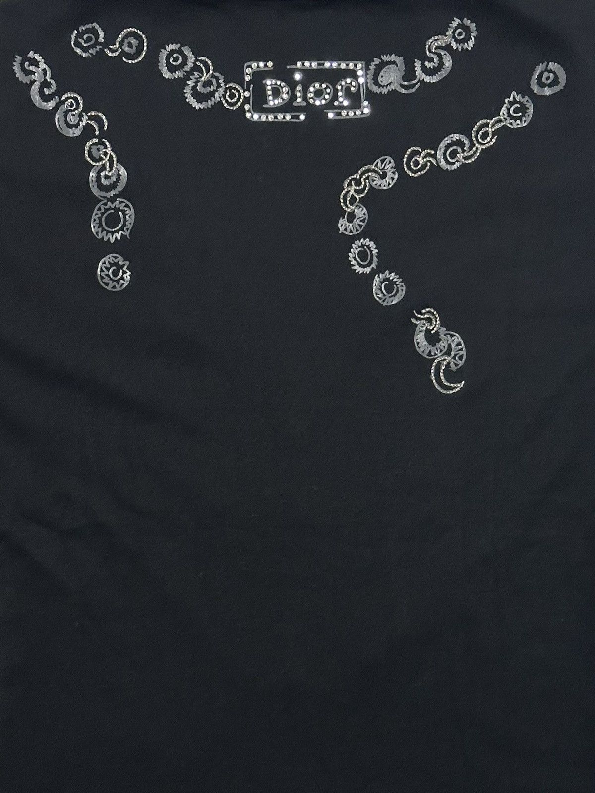 Dior CHRISTIAN DIOR F/W 2004 Embellished Necklace V-neck T-Shirt Size XS / US 0-2 / IT 36-38 - 4 Thumbnail