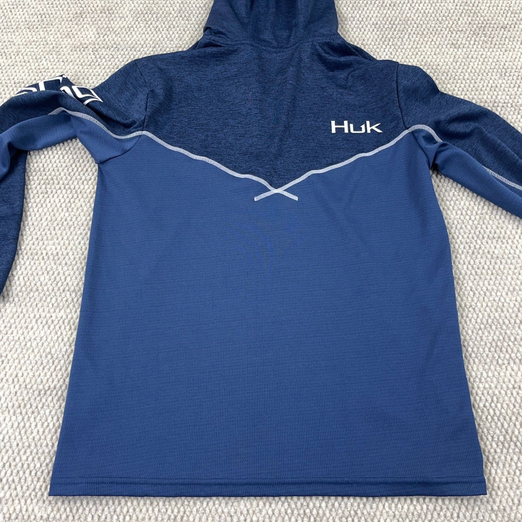 Vintage HUK Icon X Hoodie Men Small Blue 1/4 Zip Lightweight Pullover Sweatshirt Knit Zip Hooded Jersey Logo Outdoor Fishing Nature All Seasons Mens Size US S / EU 44-46 / 1 - 5 Thumbnail