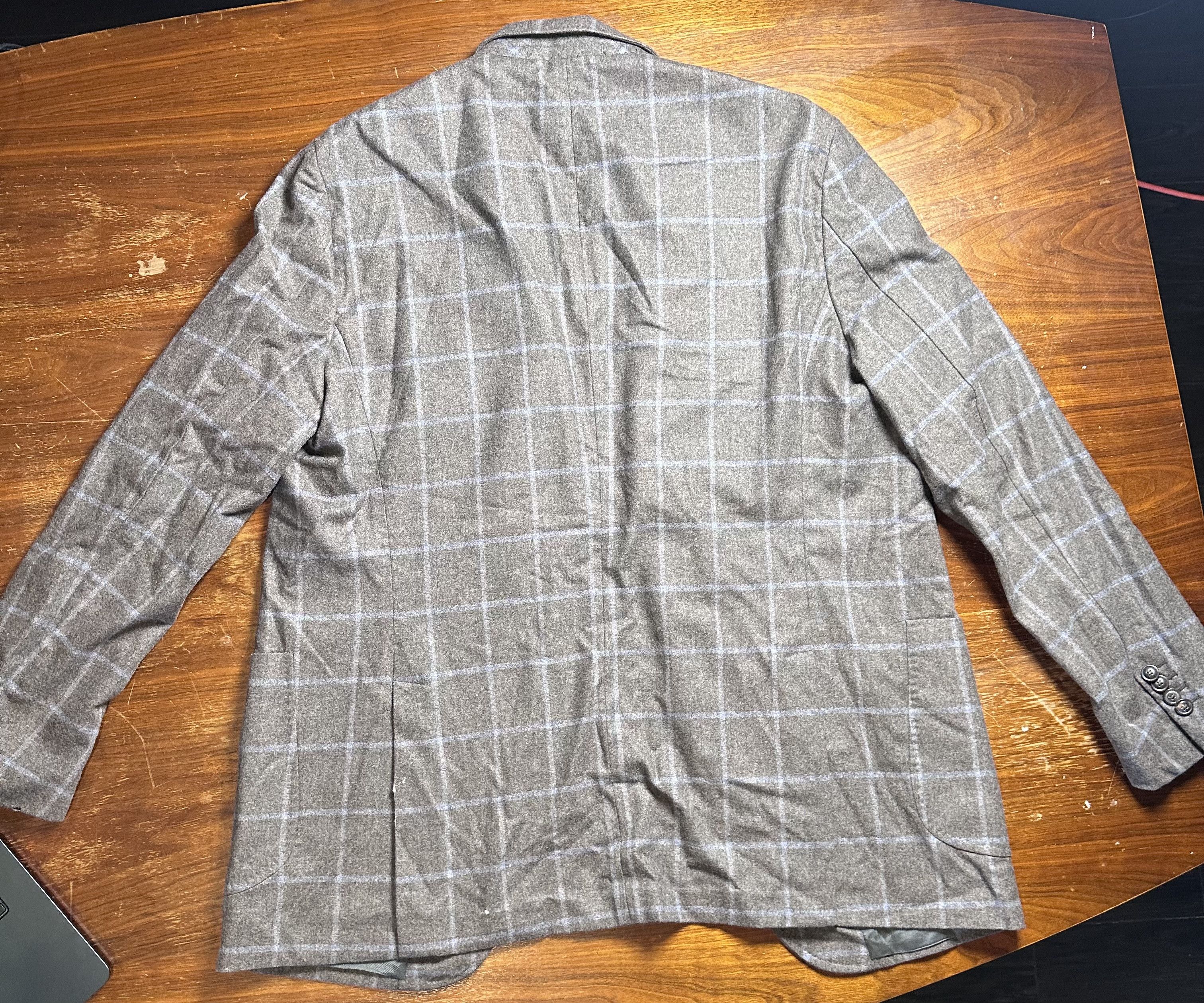 Faconnable Façonnable Windowpane Wool Blazer Sport Coat Grey Size US XL / EU 56 / 4 - 7 Thumbnail