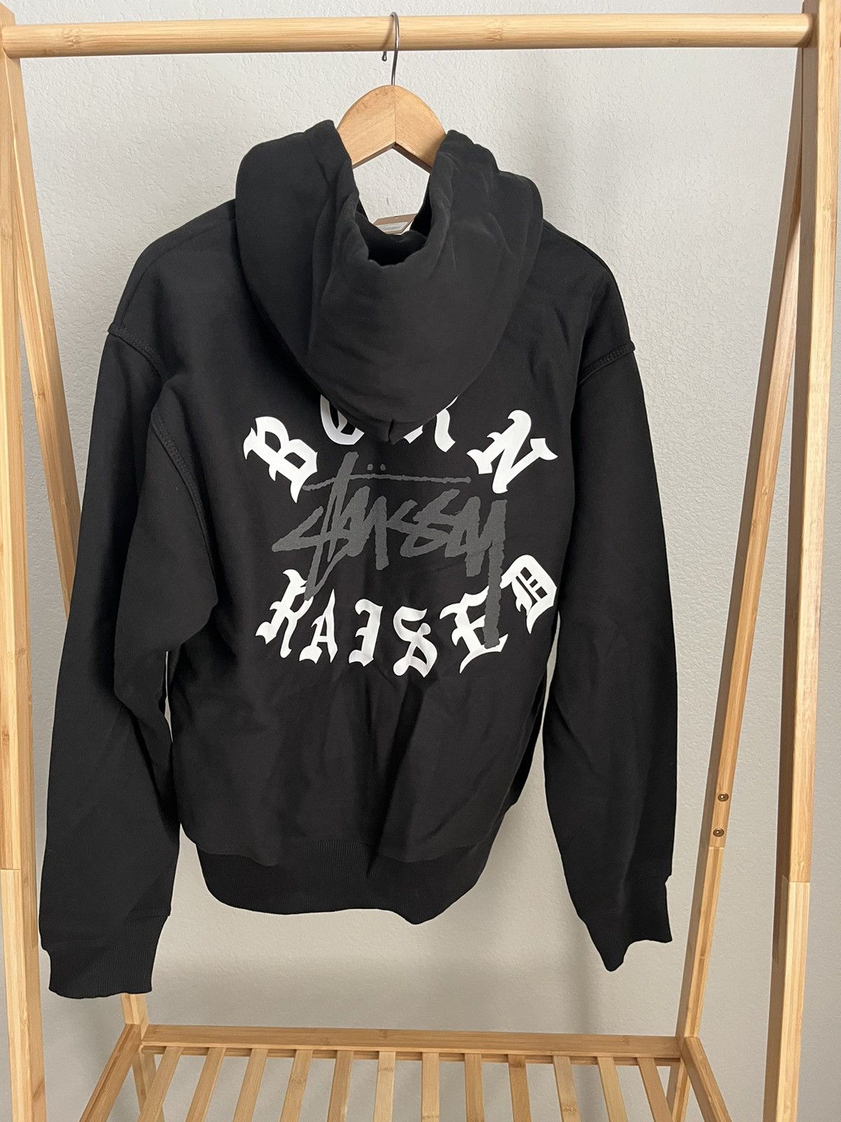 Stussy Stussy born and raised logo zip up hoodie | Grailed