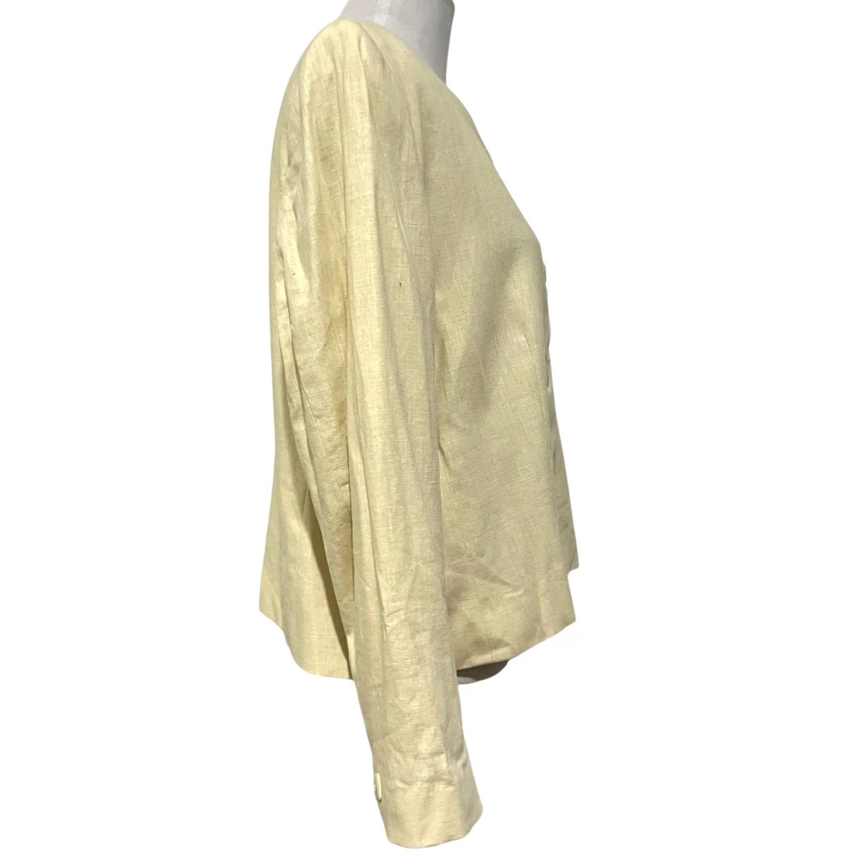 Orvis VINTAGE Orvis Blazer Jacket Womens 18 Cream Linen Blend Button Front Top Shirt Size XXL / US 16-18 / IT 52-54 - 7 Thumbnail