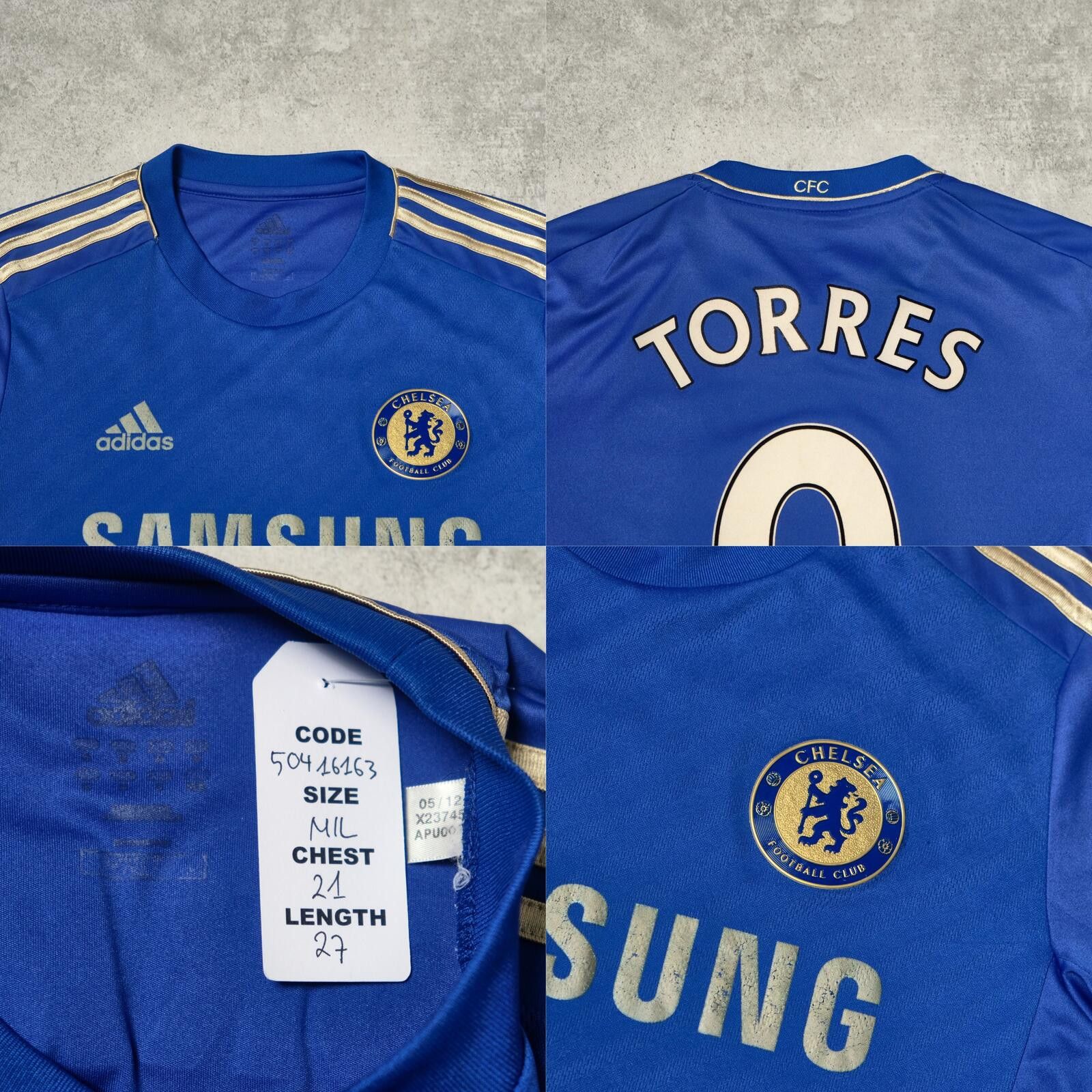 Adidas 2012/13 Chelsea Home Shirt Adidas Torres (M/L) Size US M / EU 48-50 / 2 - 5 Thumbnail