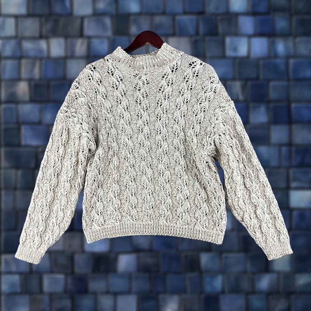 Vintage David Brett Sweater Womens Large Beige Loose Knit Ribbed Hem Pullover Size L / US 10 / IT 46 - 1 Thumbnail