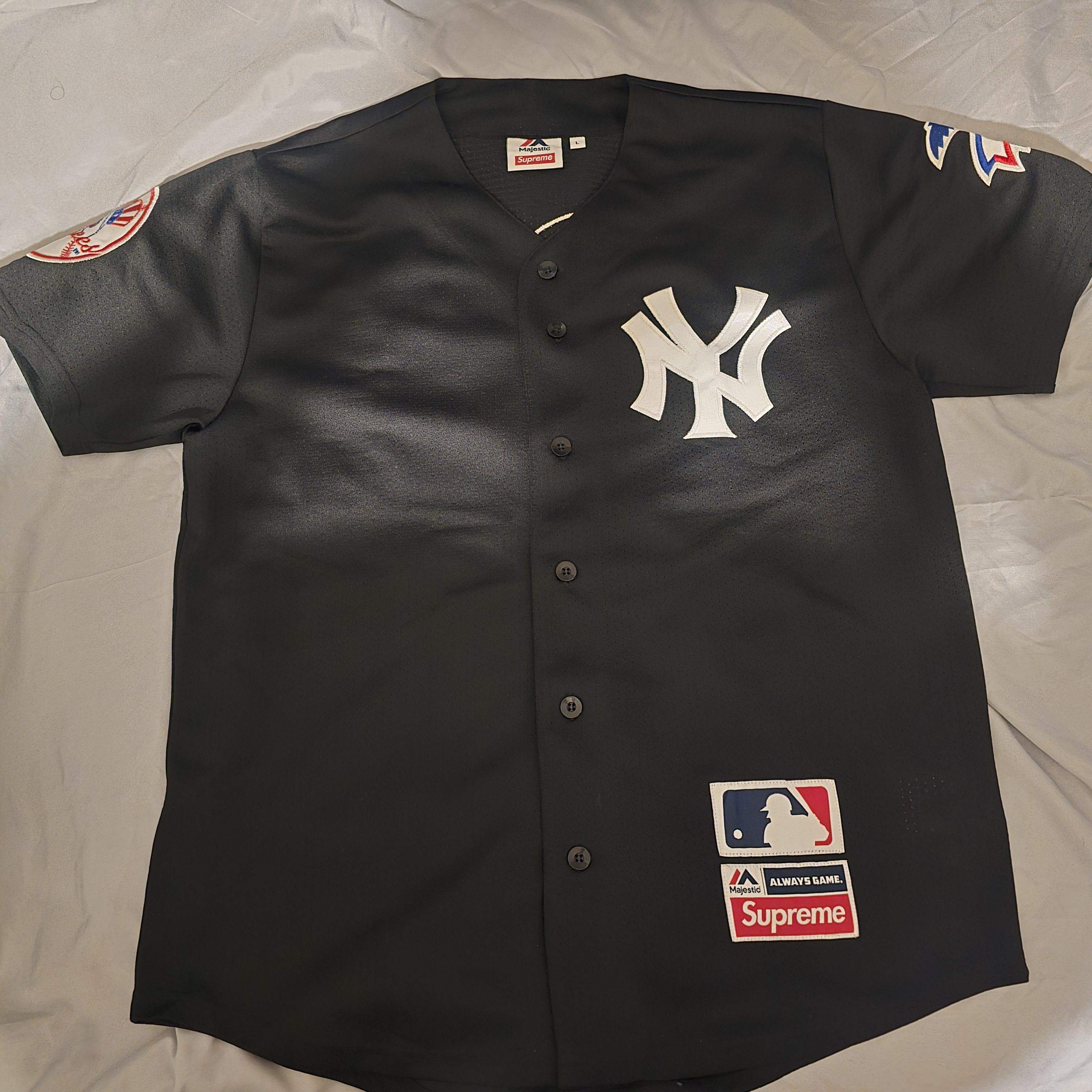 New York Yankees × Supreme Supreme Yankees Baseball Jersey Black Size US L / EU 52-54 / 3 - 2 Thumbnail