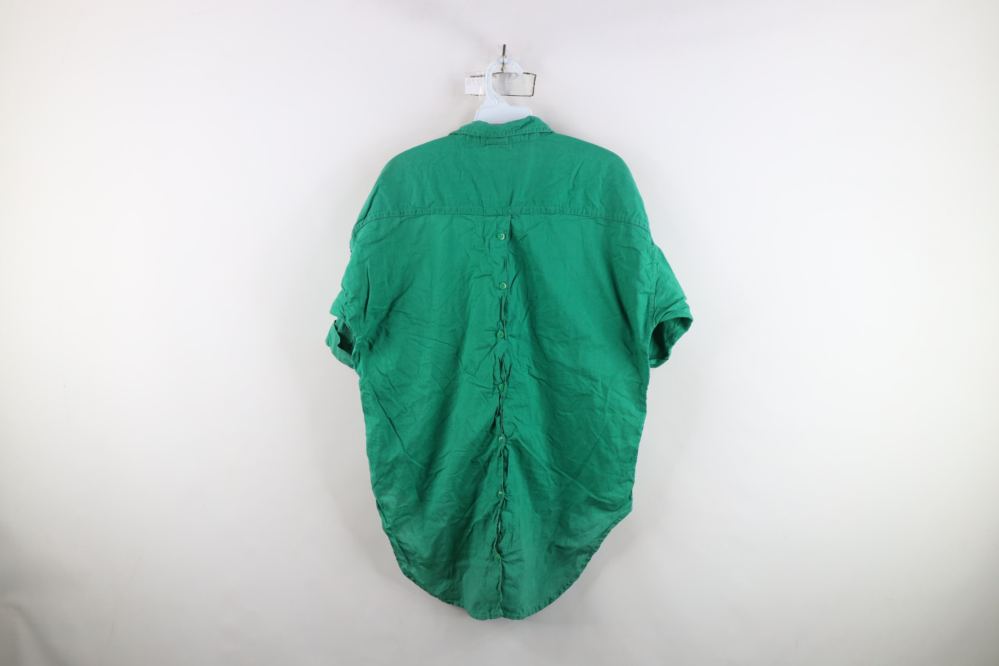 Vintage Vintage 90s Streetwear Baggy Front Back Button Shirt Green Size L / US 10 / IT 46 - 10 Thumbnail