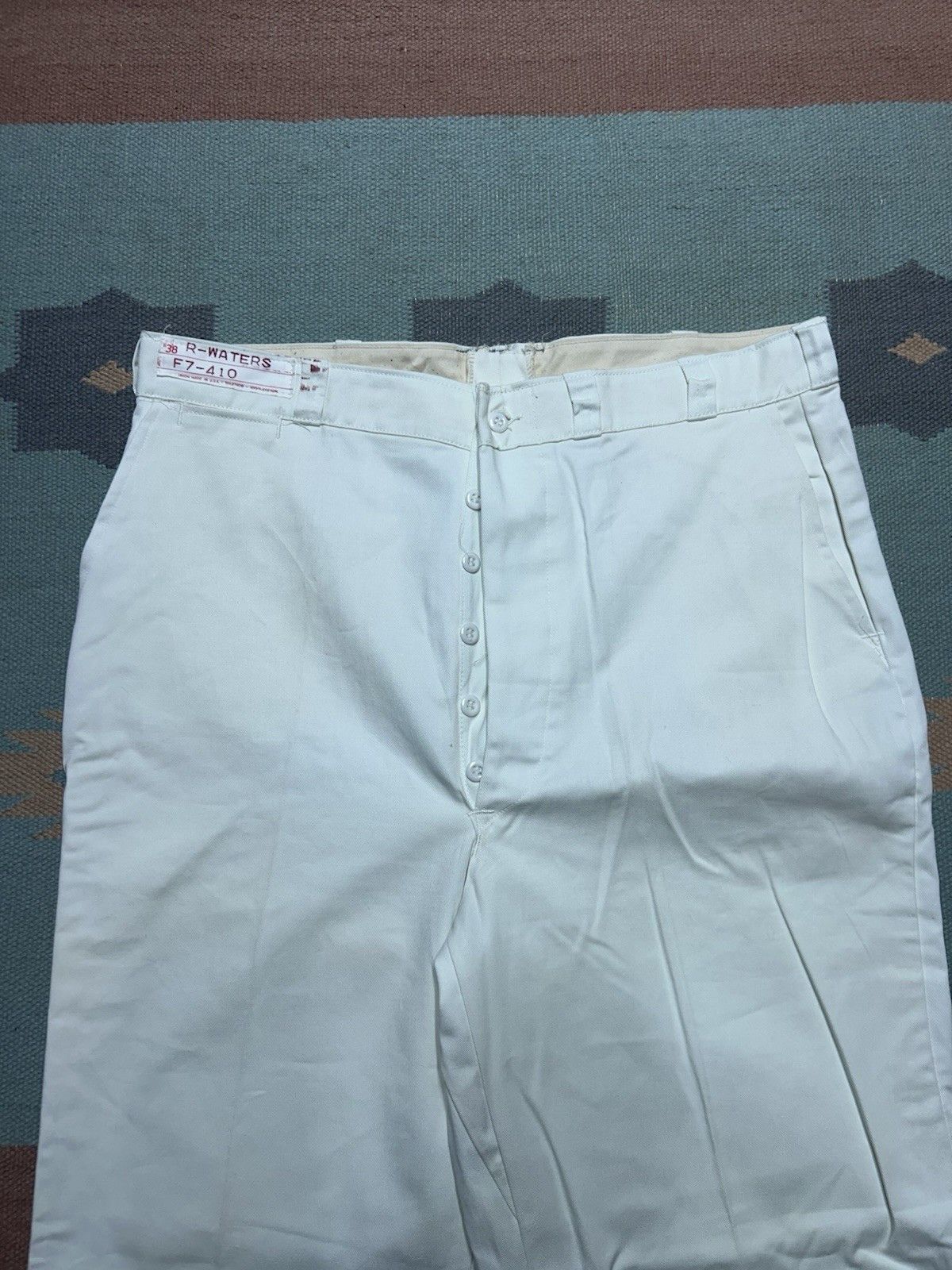 Vintage Vtg 40s cotton chino work pants milkman button fly NOS 37x31 Size US 37 - 3 Thumbnail