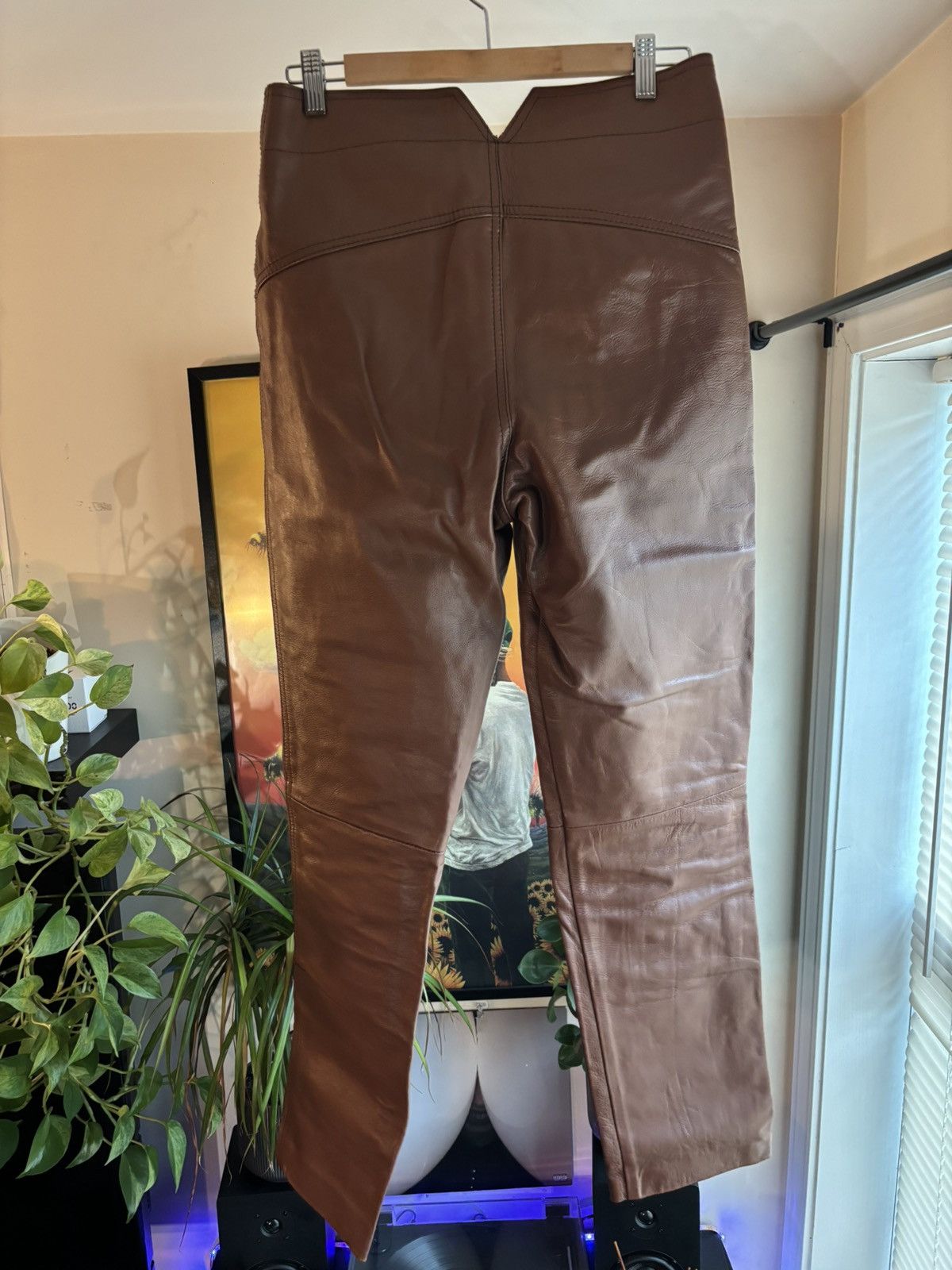Genuine Leather Vintage leather pants with buckle Size US 34 / EU 50 - 2 Thumbnail