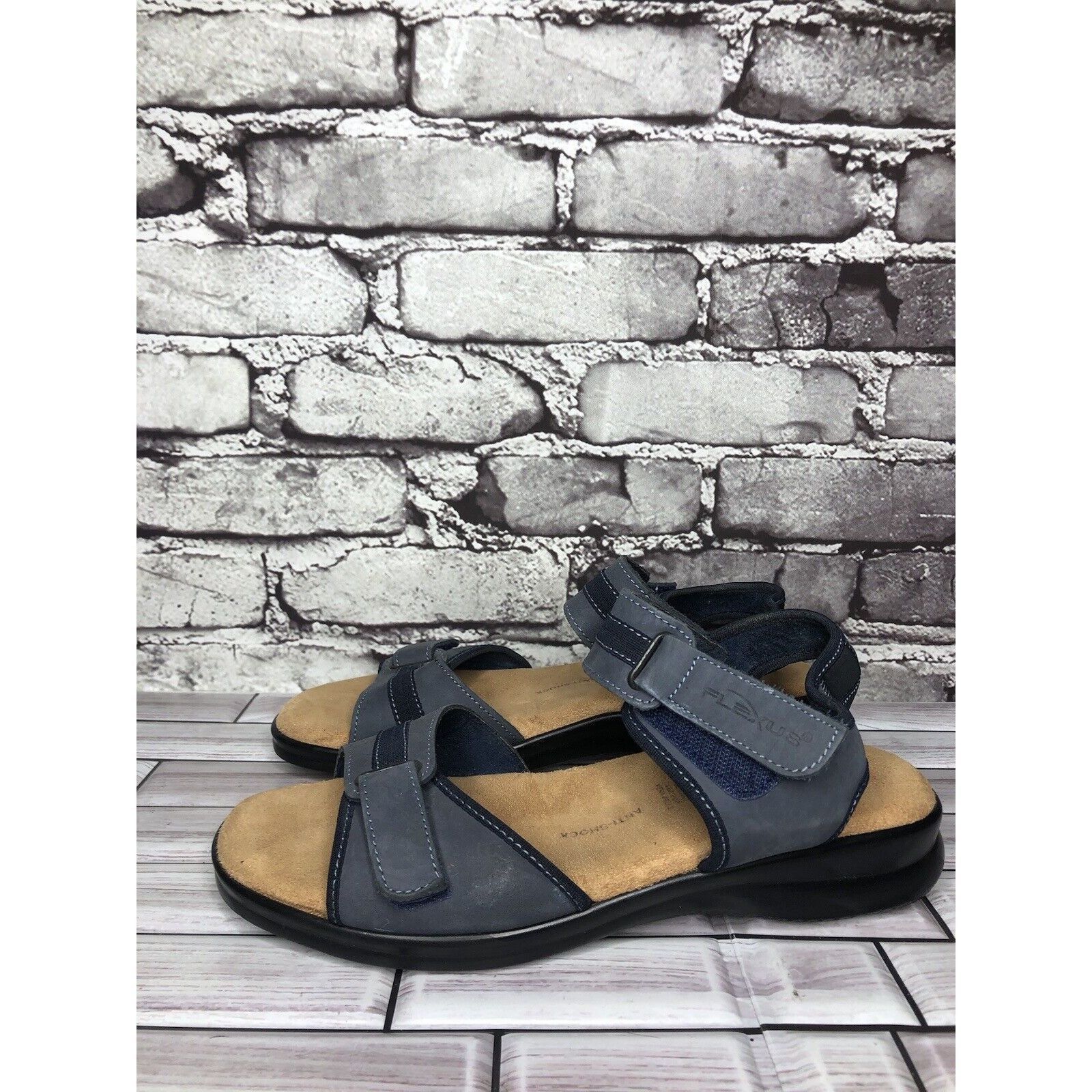 Other Flexus Spring Step Blue Leather Strap Casual Wedge Sandals W Size US 9.5 / IT 39.5 - 16 Thumbnail
